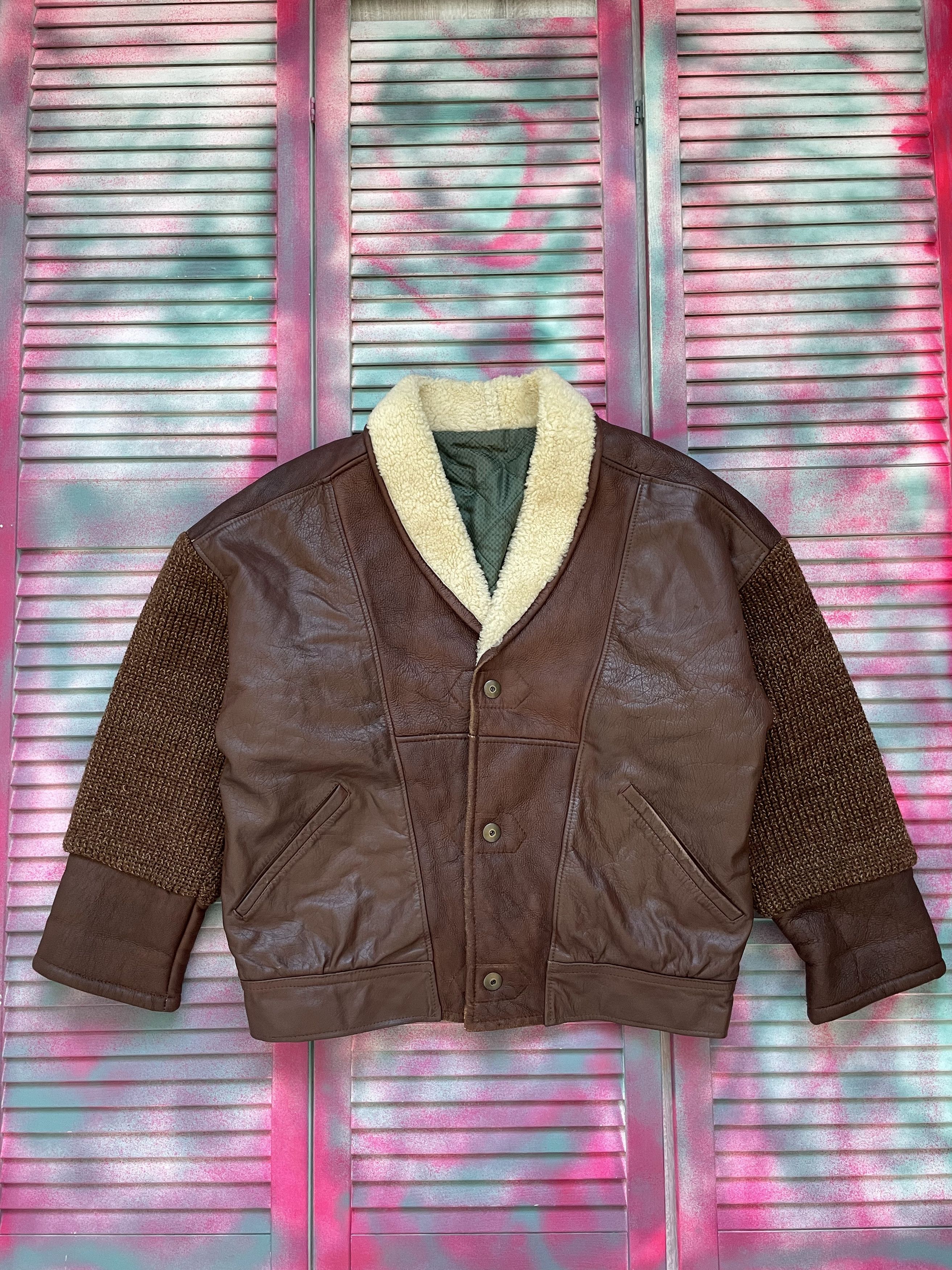 Le Grande Bleu (L.G.B.) Sherling Schott Bomber Style Leather Jacket Size US M / EU 48-50 / 2 - 2 Thumbnail