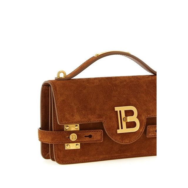 Balmain BALMAIN B-Buzz 24 Brown Suede Shoulder Bag New Size ONE SIZE - 3 Thumbnail