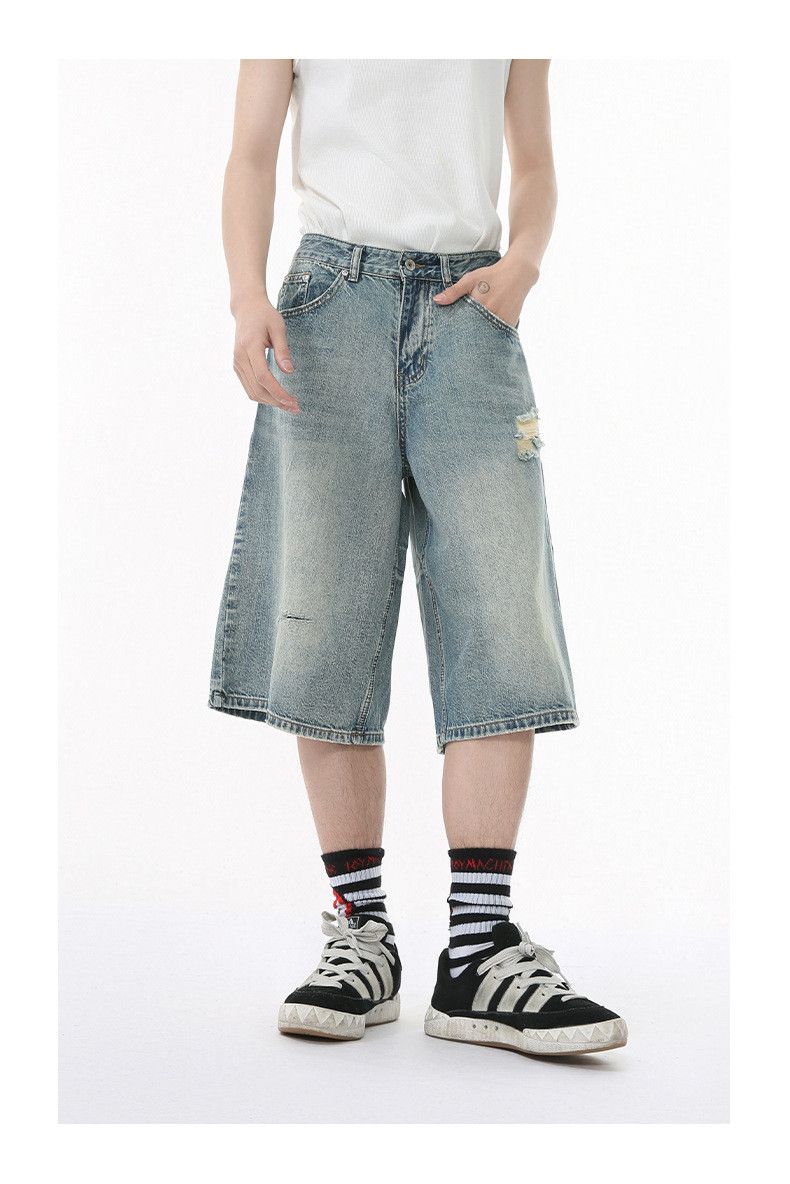 Japanese Brand × Vintage High street distressed wide-leg casual ripped denim shorts Size US 32 / EU 48 - 2 Thumbnail