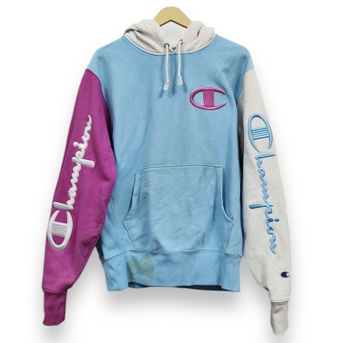 Champion × Vintage Vintage Reverse Weave Champion Multicolour Distressed Hoodie Size US L / EU 52-54 / 3 - 1 Thumbnail