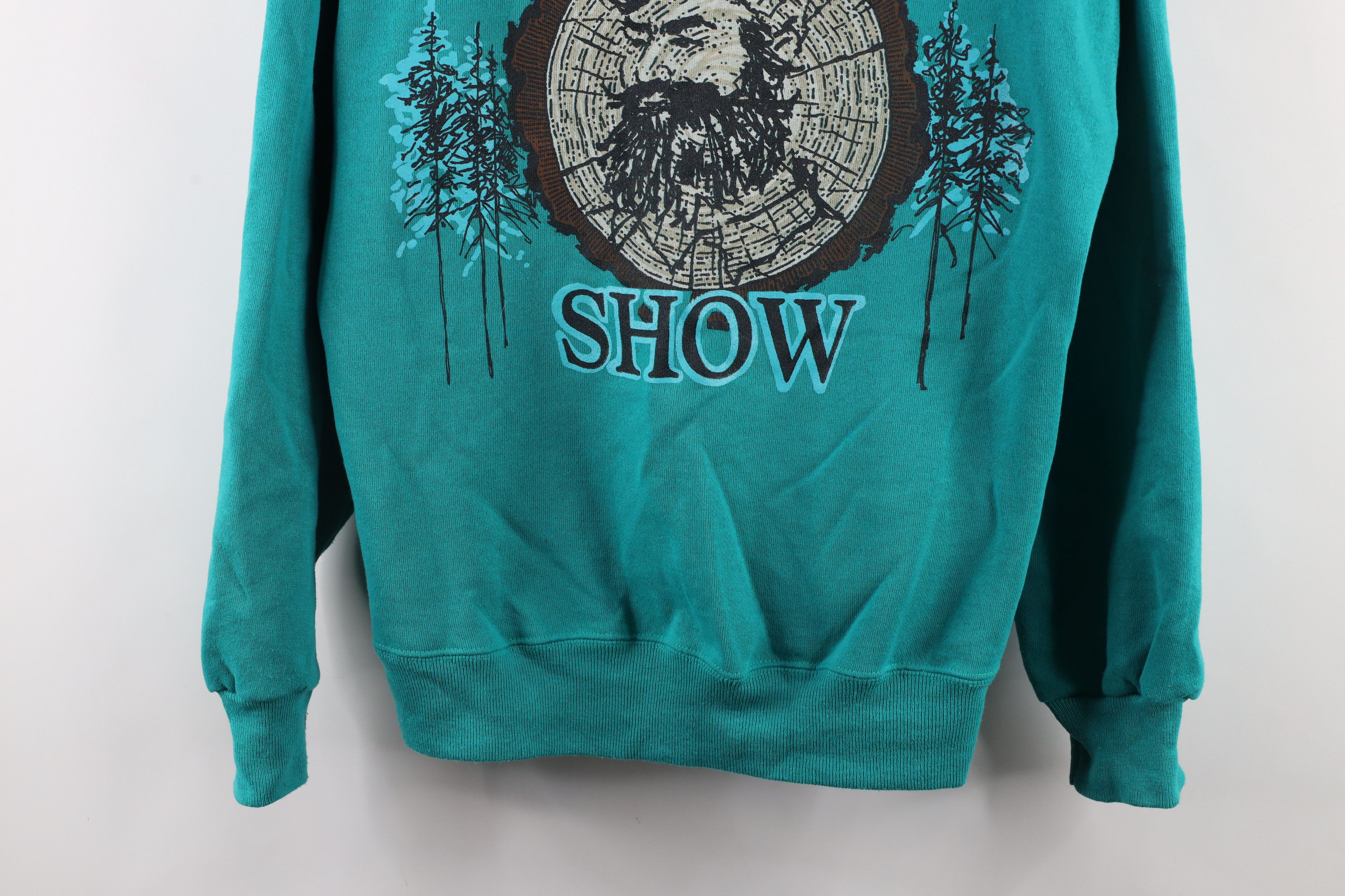 Vintage Vintage 90s Paul Bunyan Show Forestry Sweatshirt Teal USA Size US L / EU 52-54 / 3 - 3 Thumbnail