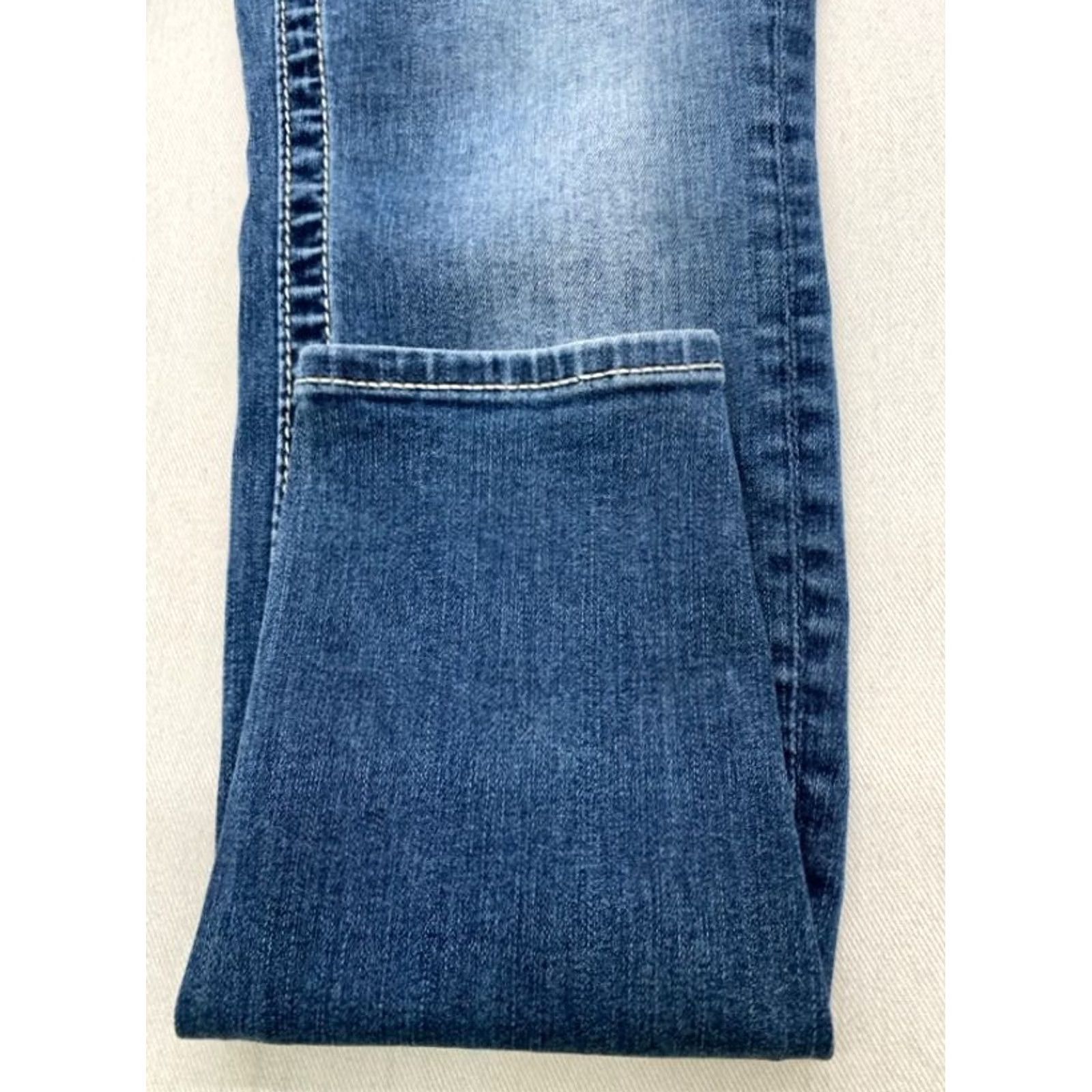 Vintage VIGOSS Womens Denim Jeans Skinny 2 27x29 Blue Solid Distressed Pockets Stretch Embroidered Sequin 5-Pocket Regular Womens Size 26" / US 2 / IT 38 - 3 Thumbnail