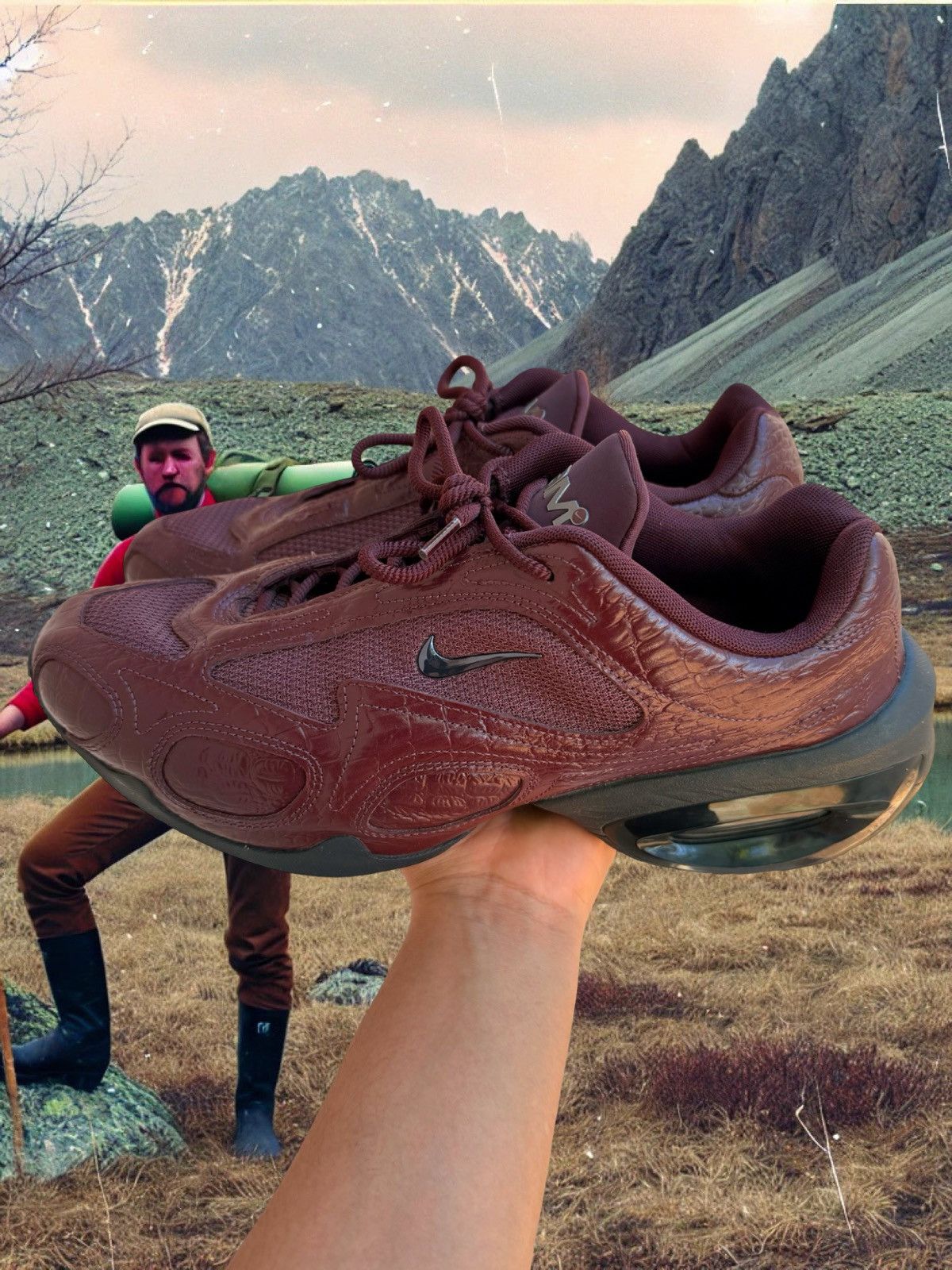 Nike Rare Nike Air Max Muse SE Burgundy Leather Croc Skin Mens 10 Size US 10 / EU 43 - 2 Thumbnail