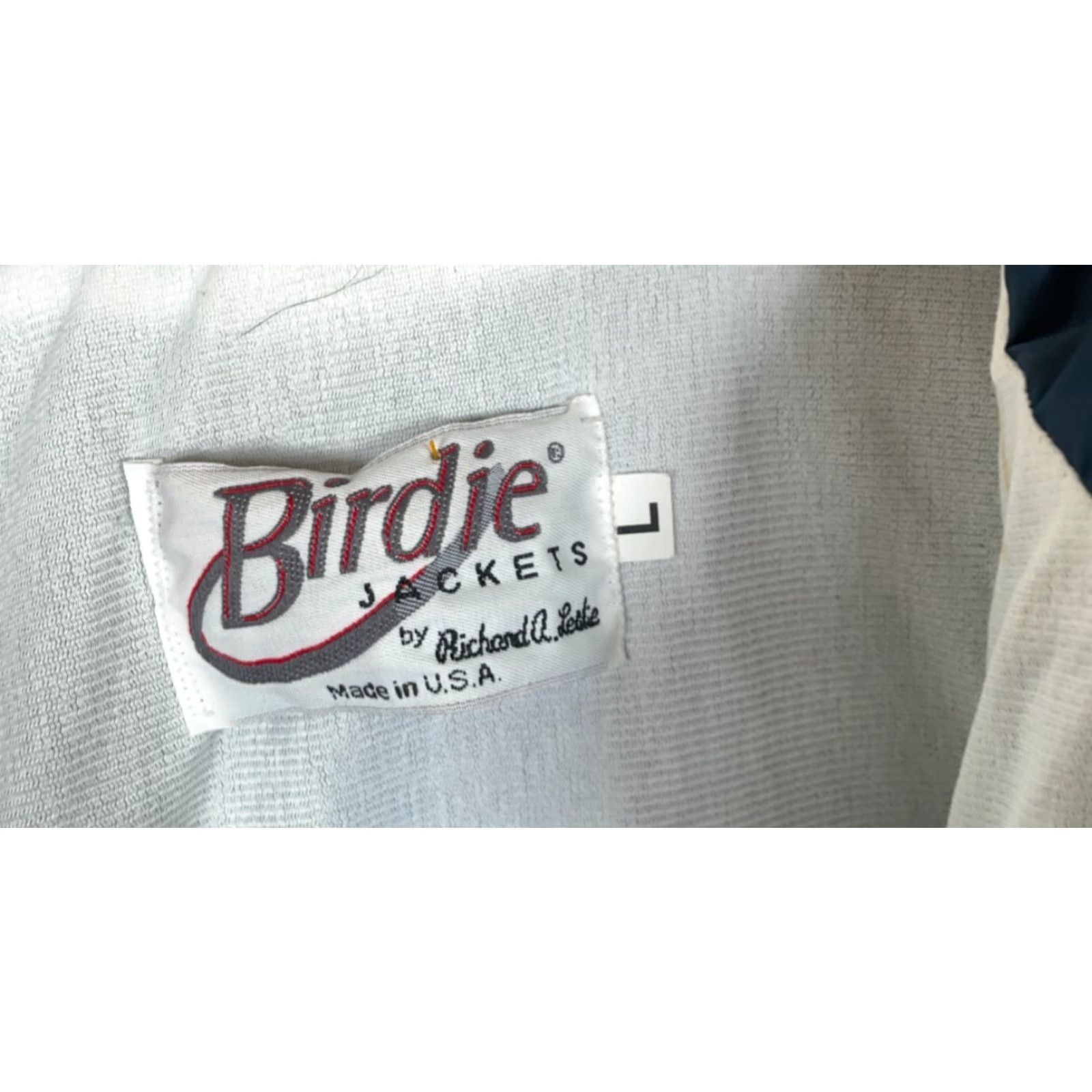 Vintage Vintage Yes Birdie Leary USS Windbreaker Jacket Men's Large Blue Snap Button Navy Patch? Size US L / EU 52-54 / 3 - 3 Thumbnail