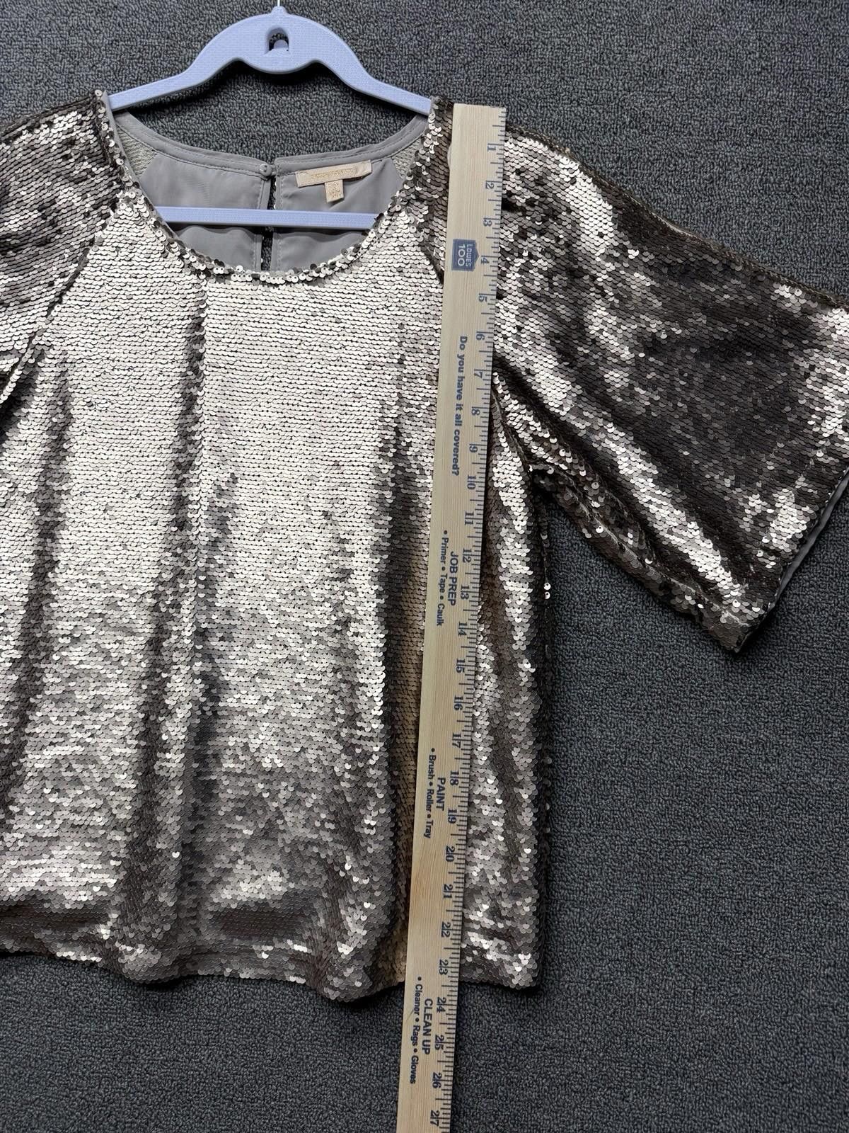 Other Skies Are Blue Women’s XS Champagne Sequin Short-Sleeve Top Size XS / US 0-2 / IT 36-38 - 4 Thumbnail