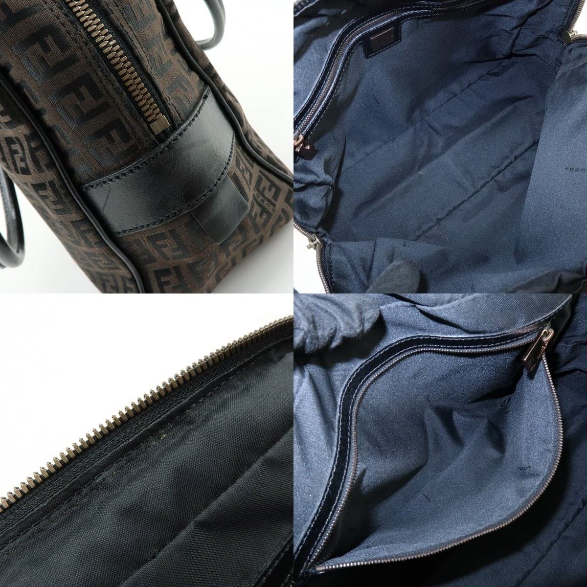 FENDI Zucchino Canvas Leather Shoulder Bag Brown 8BR036 Fendi Zucchino Satchel Brown