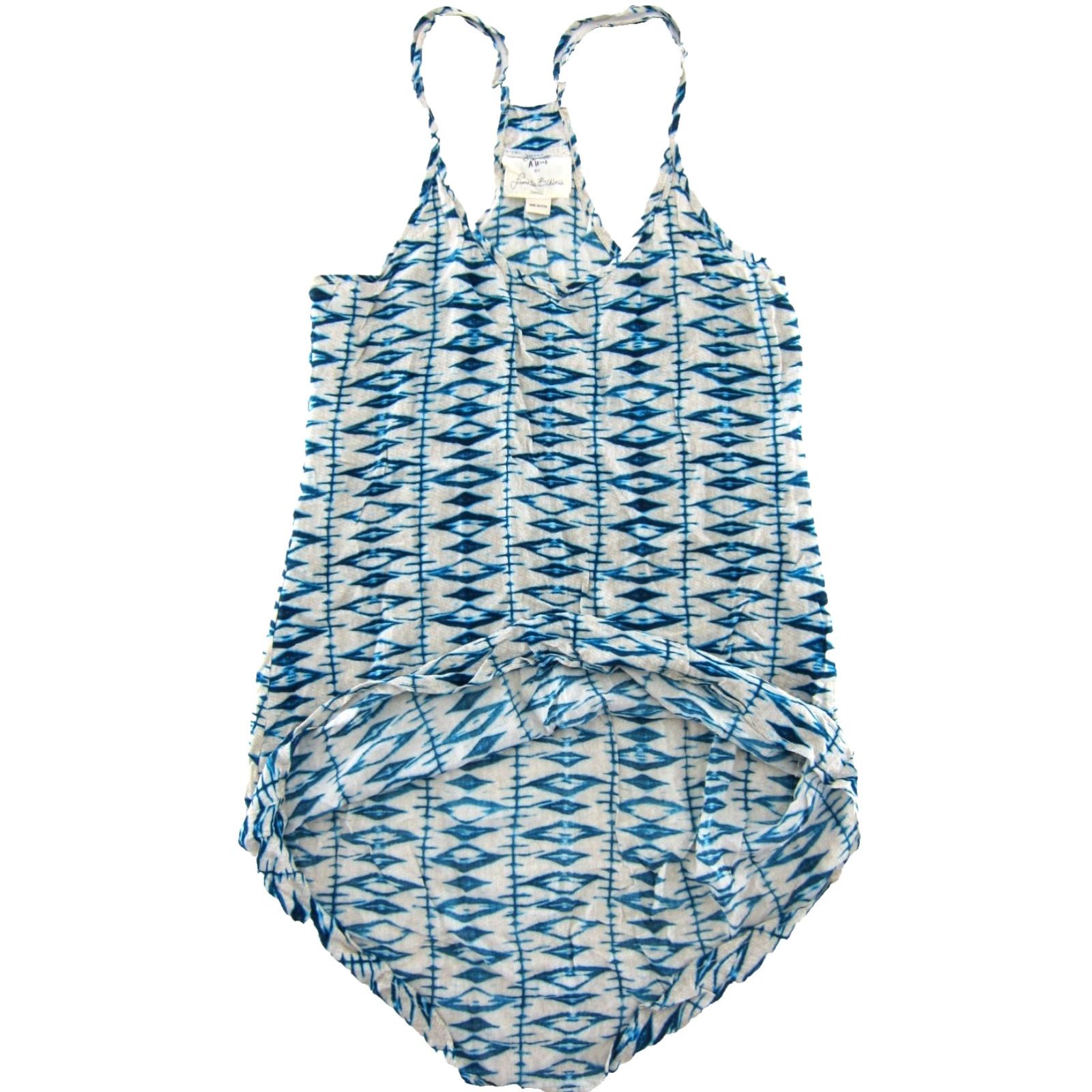 Vintage 8 Days A Week Frankies Bikinis Small 100% Rayon Blue Ivory Mini Tank Slip Dress Womens Size S / US 4 / IT 40 - 5 Thumbnail