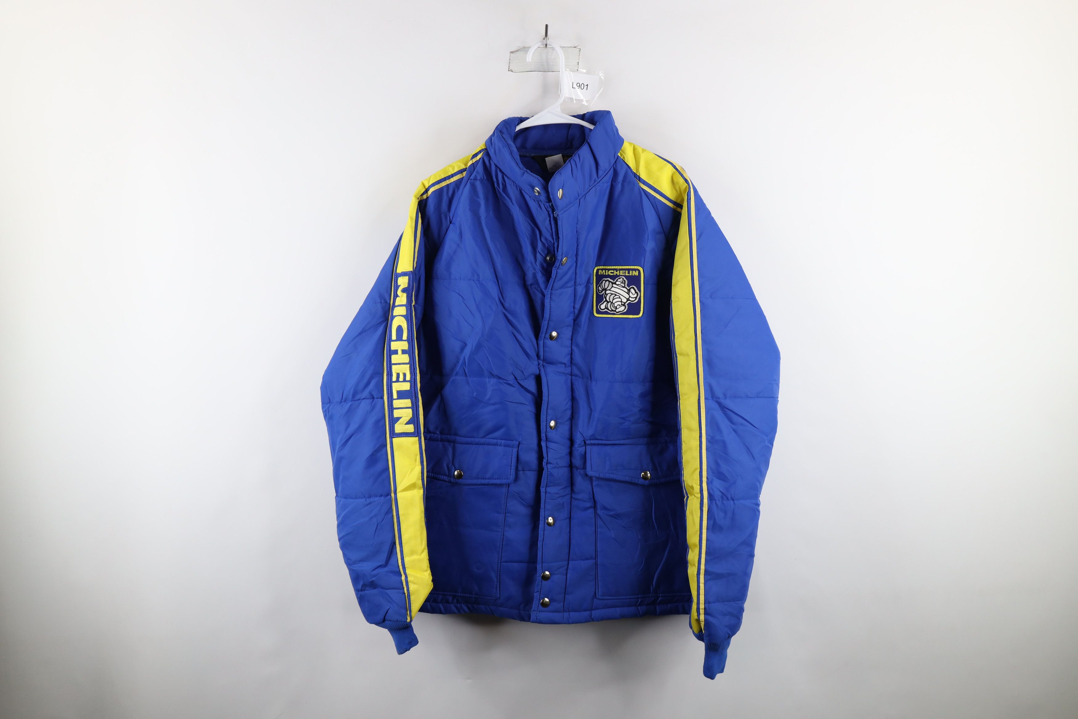 image of Vintage 70's Swingster Tires Full Zip Puffer Jacket Usa in Blue, Men's (Size Large)
