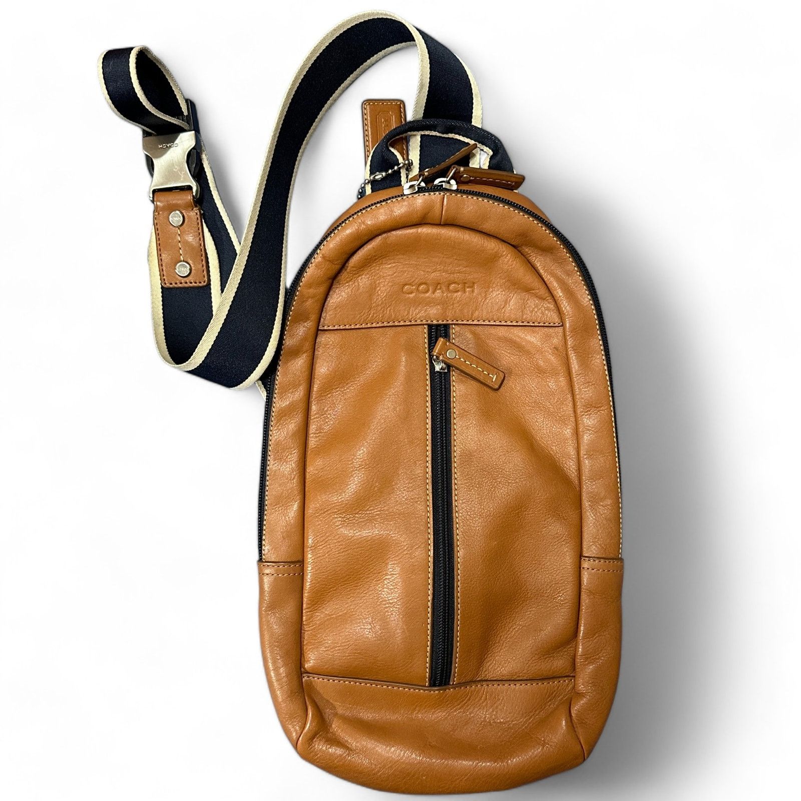 Coach Mens Heritage Leather Sling Bag Backpack 70811 Brown