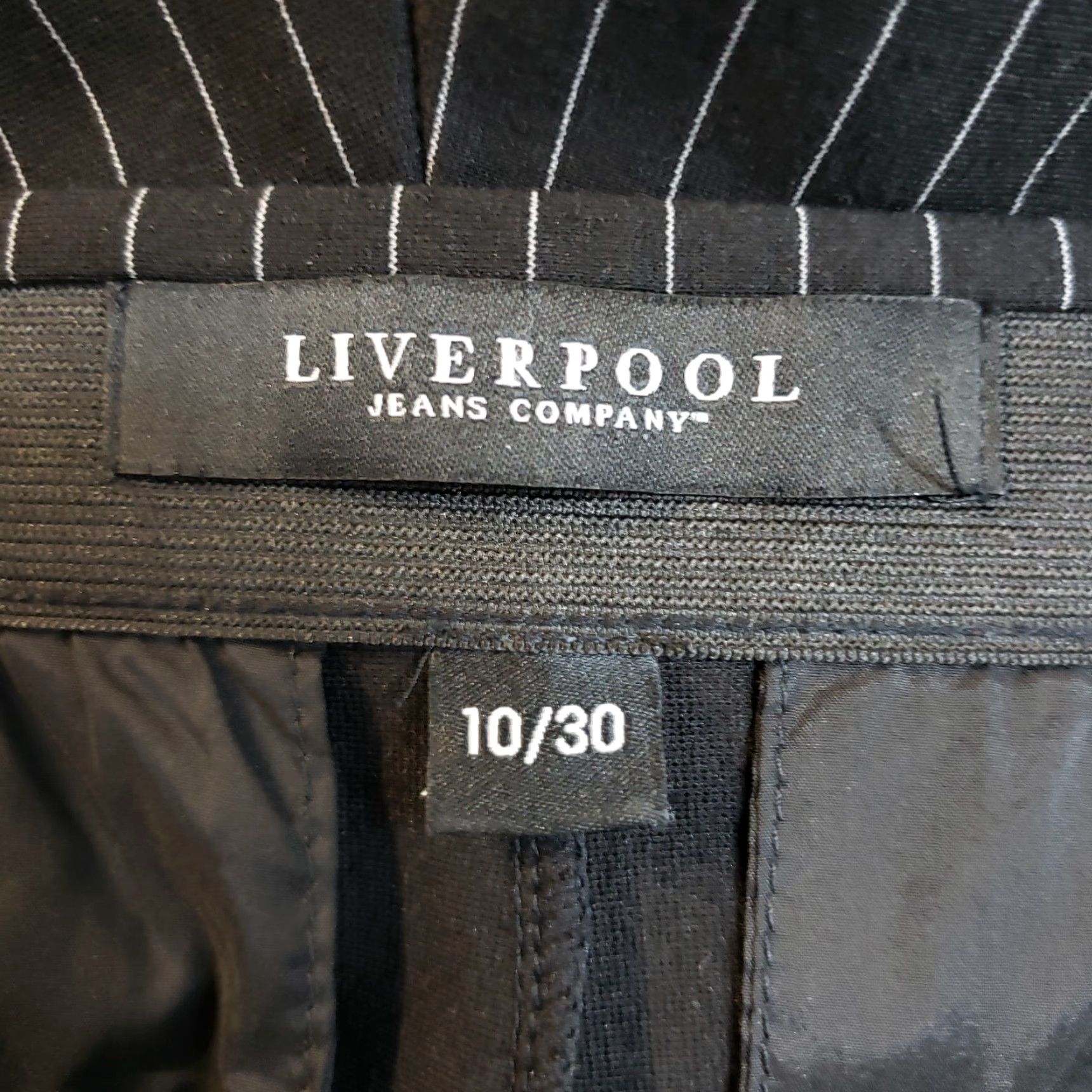 Vintage Liverpool Womens Ponte Knit Pull On Pants Sz 10 Black Striped Skinny Jeans Styled Pants Women's Liverpool Jeans Winte? Size 32" / US 10 / IT 46 - 7 Thumbnail