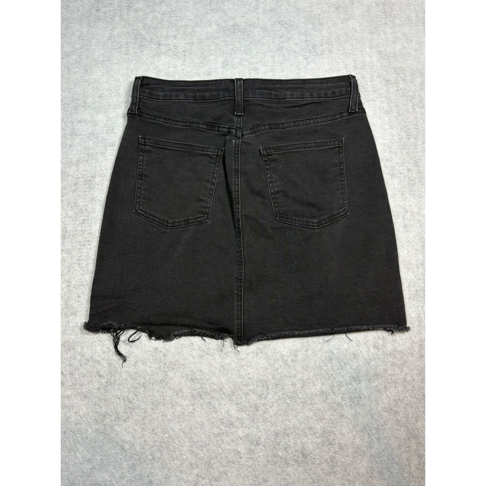 Other Black Distressed Denim Mini Skirt Frayed Edgy Size L 0541 Size 26" / US 2 / IT 38 - 1 Thumbnail