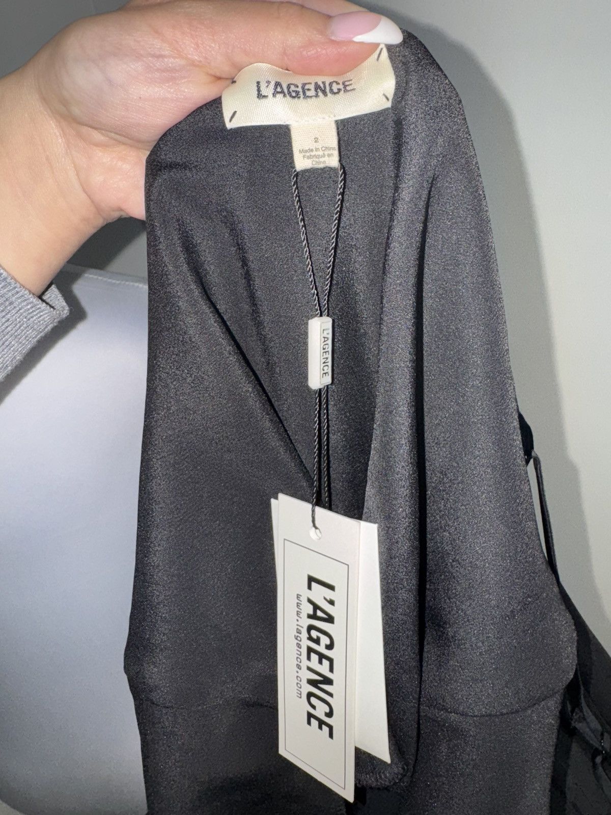 L'AGENCE L’agence Black Long Sleeve Silk Juniper Dress/Size 2 Size XS / US 0-2 / IT 36-38 - 7 Thumbnail