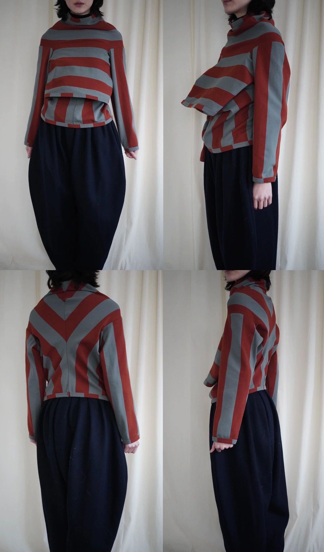 Comme des Garcons CDG 1990AW Dark Orange-Green Striped Multi-Way Top S Size S / US 4 / IT 40 - 9 Thumbnail
