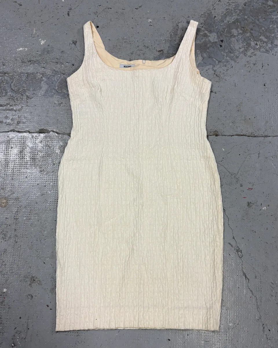 Moschino × Vintage 2000s Moschino Cream Beige Pleats Dress Size M / US 6-8 / IT 42-44 - 1 Thumbnail