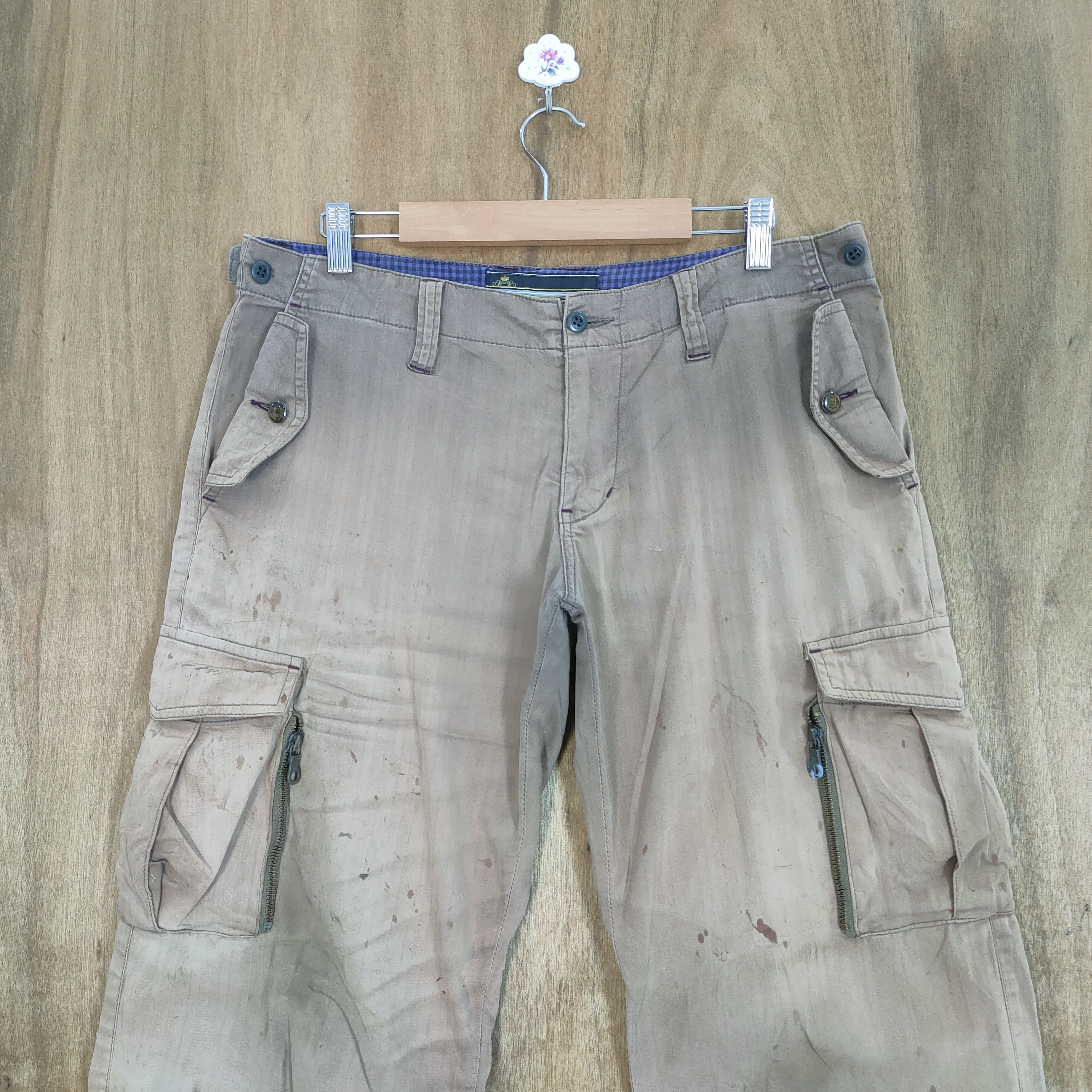 Melrose VINTAGE MELROSE FADED BROWN CARGO PANTS Size US 34 / EU 50 - 2 Thumbnail