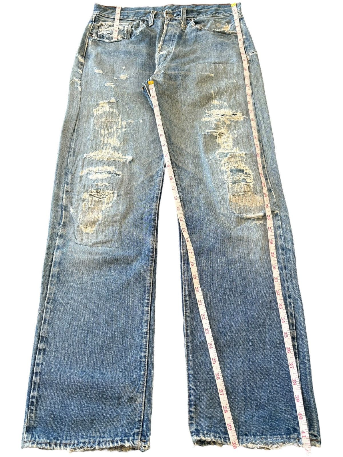 Levi's Vintage 70s Levis 501 Sashiko Distress Loose Selvedge Jeans Size US 32 / EU 48 - 7 Thumbnail