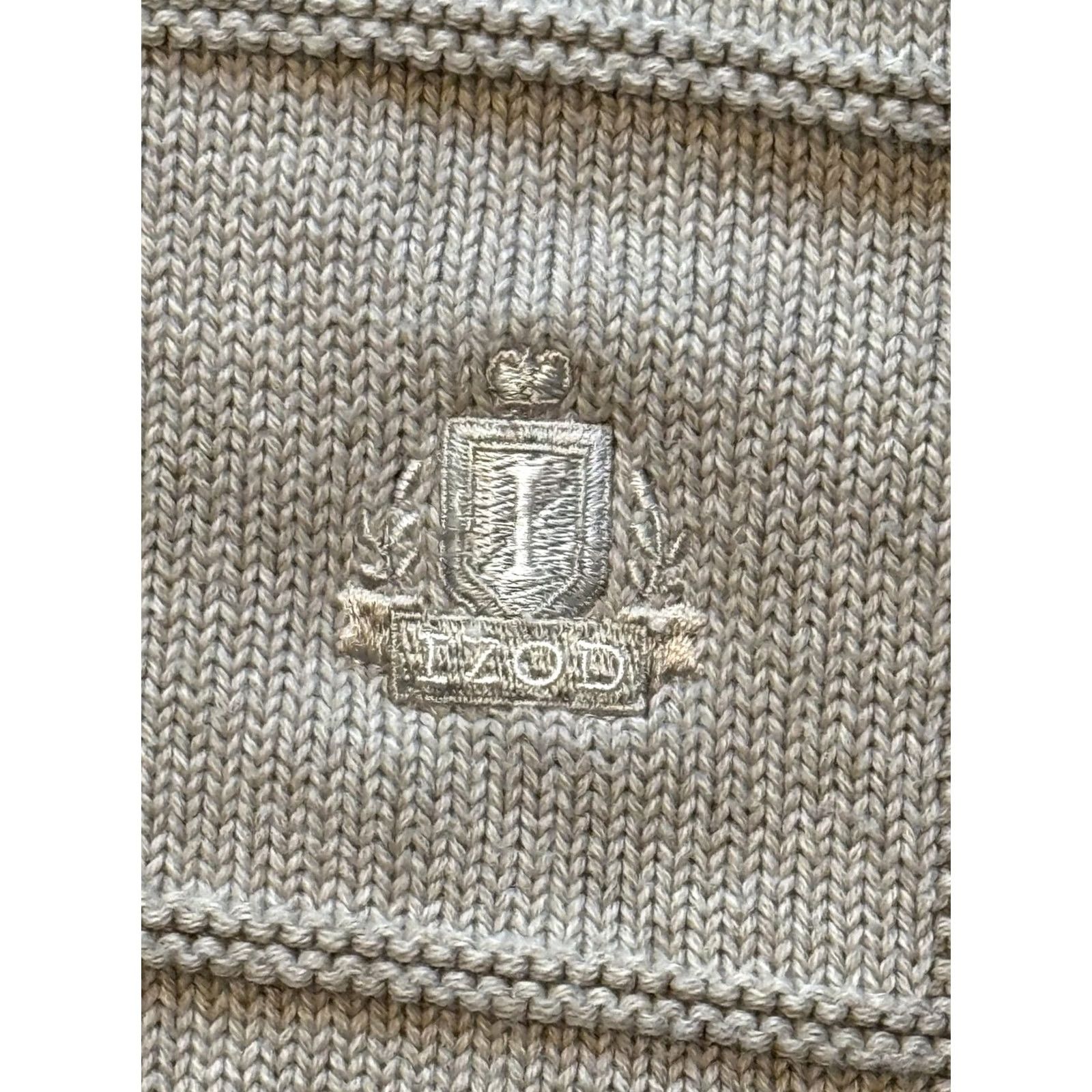 Izod IZOD Sweater Mens Large Beige Tan Windowpane Knit Crewneck Pullover Crest Logo Size US L / EU 52-54 / 3 - 2 Thumbnail