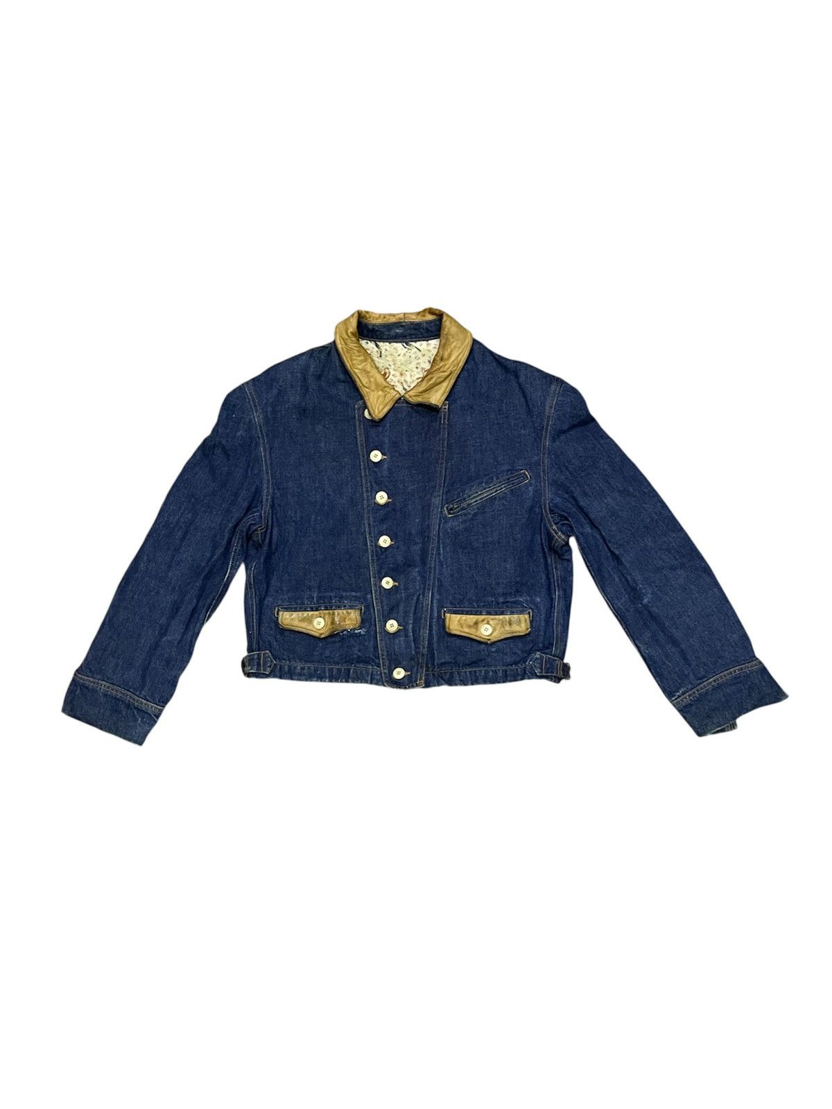 PPFM 90s PEYTON PLACE FOR MEN (PPFM) DENIM LEATHER BIKER JACKET Size US S / EU 44-46 / 1 - 1 Thumbnail