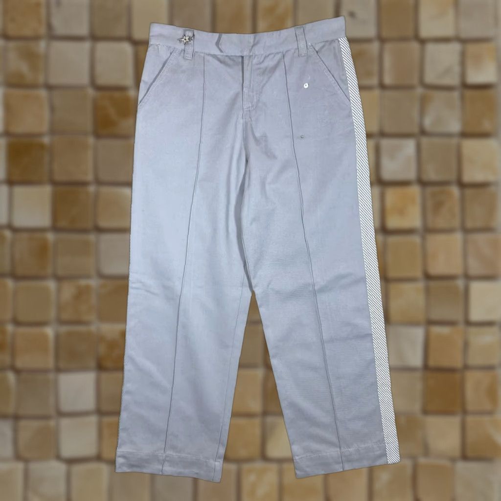 Billabong BILLABONG Baggy Fit Surfer Skater Trousers - Grey - 32W 30" Inseam 10" Leg Width Womens M Chino Striped Trim VINTAGE Early 00's Size 32" / US 10 / IT 46 - 1 Thumbnail