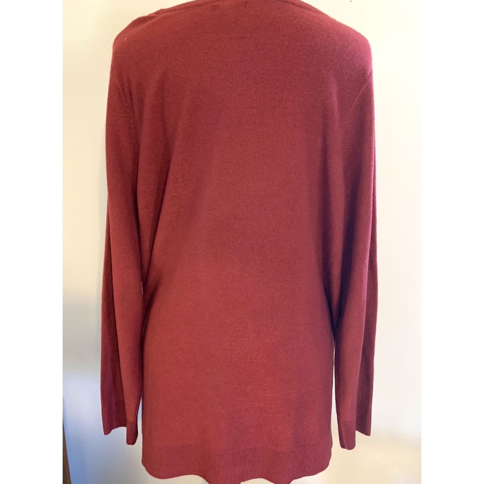 Apt. 9 Apt 9 Womens Tunic Sweater Round Neck Burgundy Studded 1X Long Sleeve Lightweight Knit Pullover Women Winter Style Mens Womens Girls Size XL / US 12-14 / IT 48-50 - 2 Thumbnail