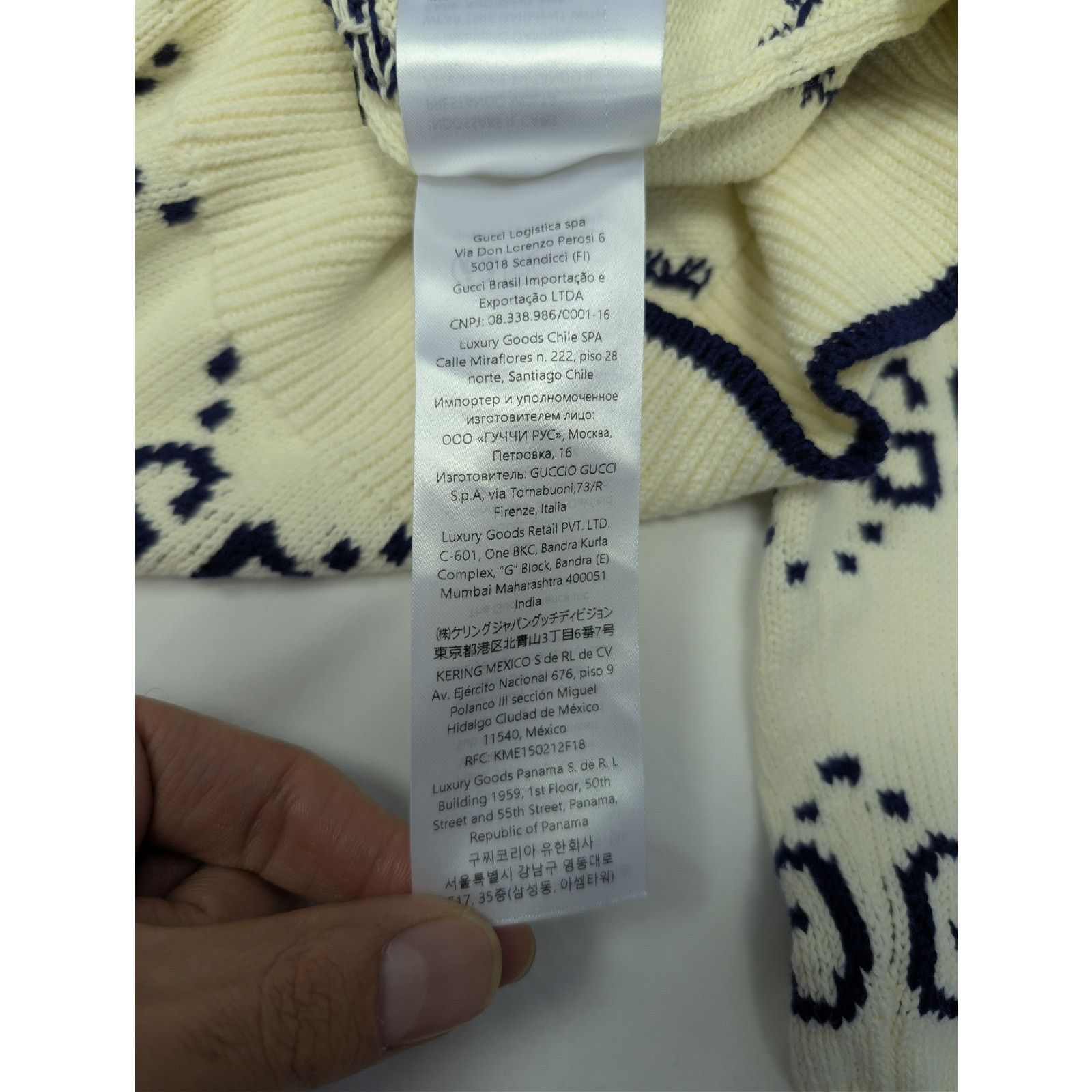 Gucci o1rshd1 GG Cotton Knit Sweater in Ivory / Navy Blue Size US M / EU 48-50 / 2 - 22 Thumbnail