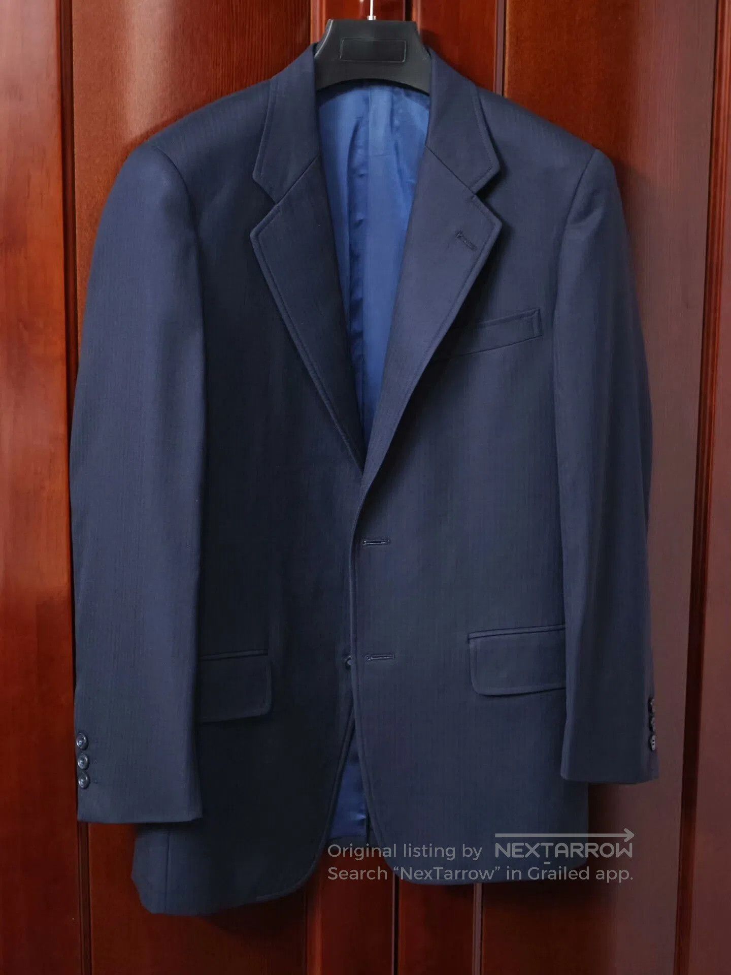 Holland & Sherry Custom Navy Wool Suit Jacket. Size US S / EU 44-46 / 1 - 1 Thumbnail