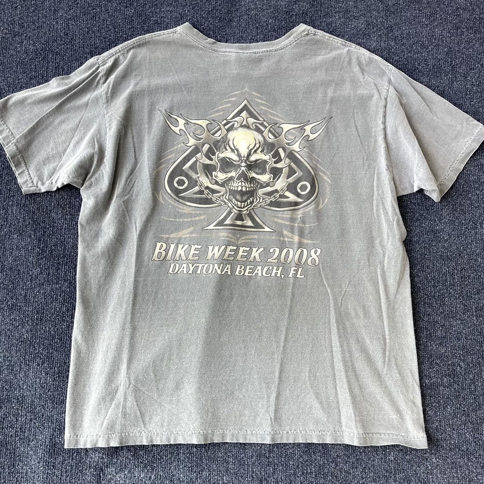 Anvil VINTAGE Bike Week 2008 Shirt Mens Large Gray Daytona Beach Skull Biker Tee 00s Size US L / EU 52-54 / 3 - 2 Thumbnail