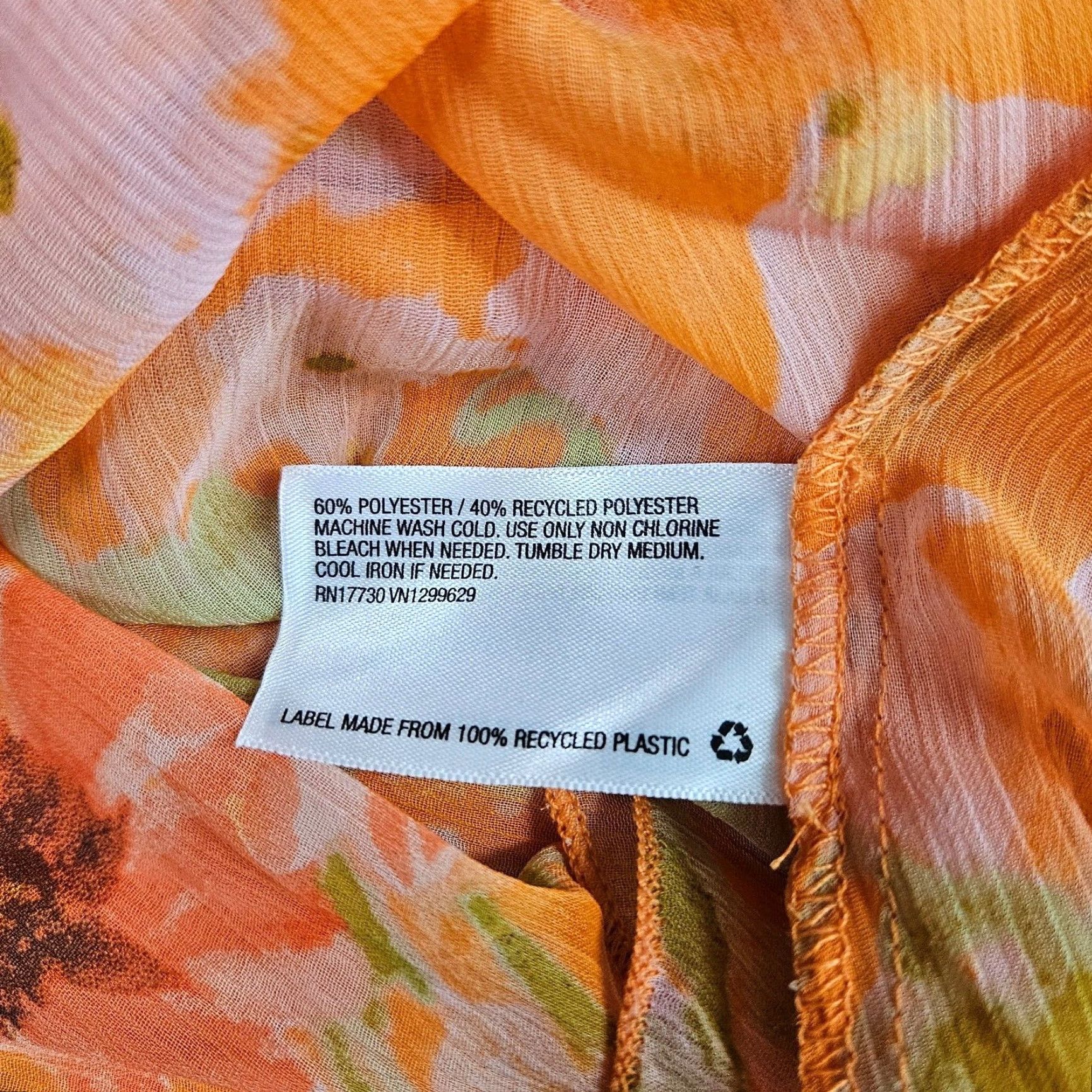 Vintage Wild Fable Duster Shirt XS Womens Orange Pink Floral Tie Front Sheer Blouse Size XS / US 0-2 / IT 36-38 - 5 Thumbnail