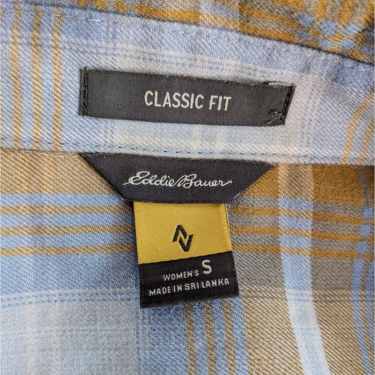 Eddie Bauer Eddie Bauer Classic Fit Twin Falls Gold Blue Plaid Button Up Size S / US 4 / IT 40 - 5 Thumbnail