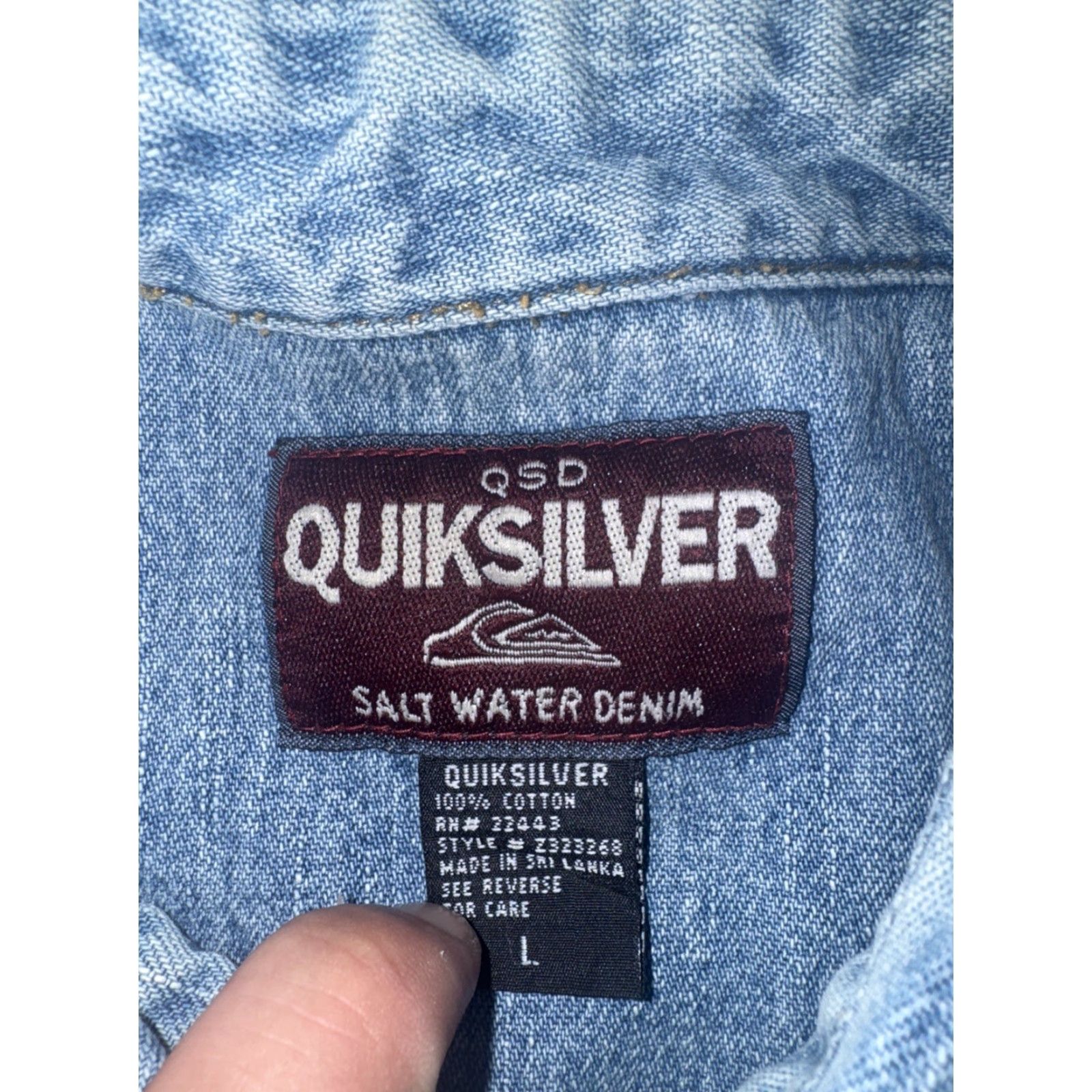 Quiksilver VINTAGE Quiksilver Denim Chore Jacket Salt Water Wash Blue Men’s Large 23x25 Jacket Denim Workwear Trucker Cotton Bill? Size US L / EU 52-54 / 3 - 4 Thumbnail