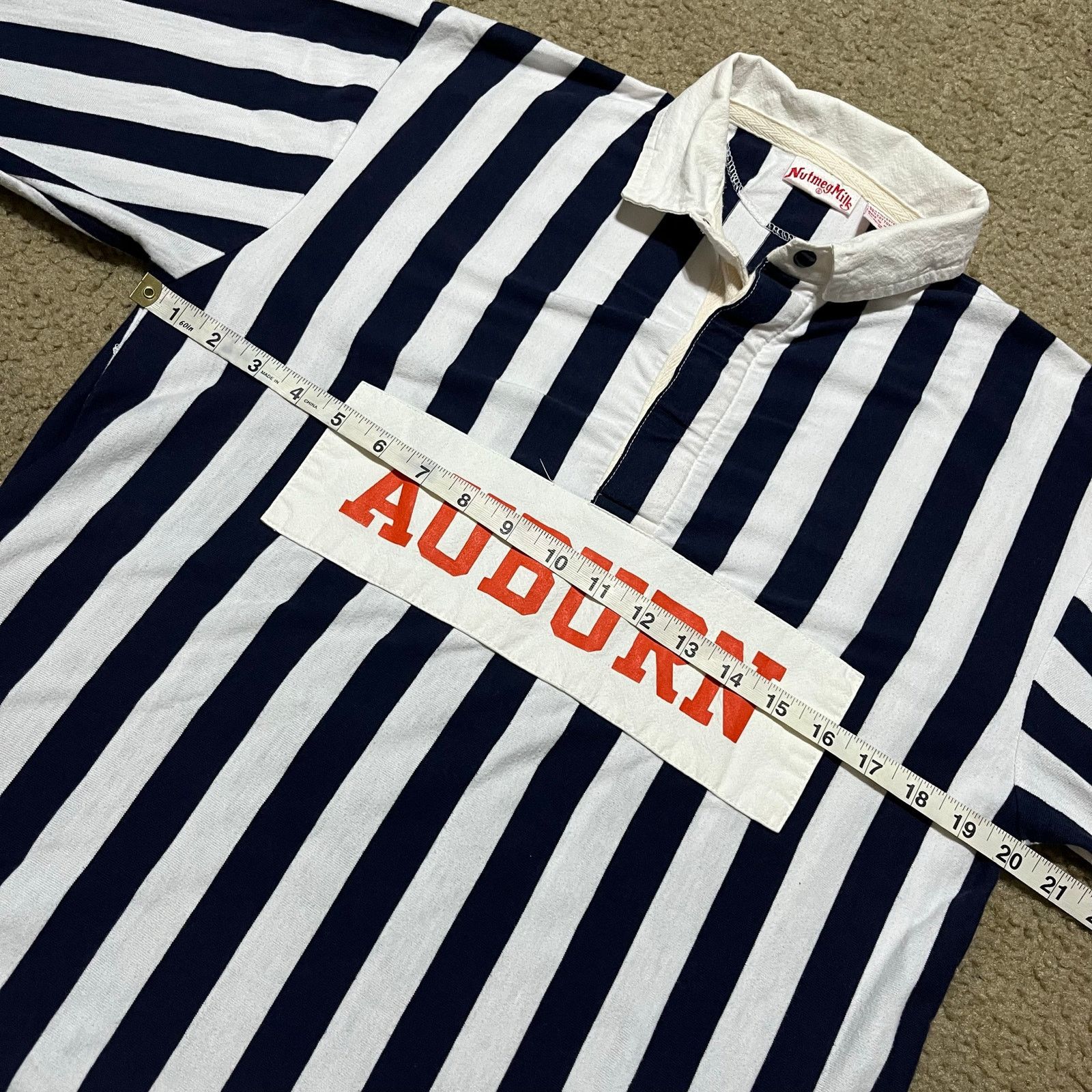 Nutmeg Vintage Nutmeg Auburn Navy/White Pinstriped Long Sleeve Polo Size US S / EU 44-46 / 1 - 5 Thumbnail