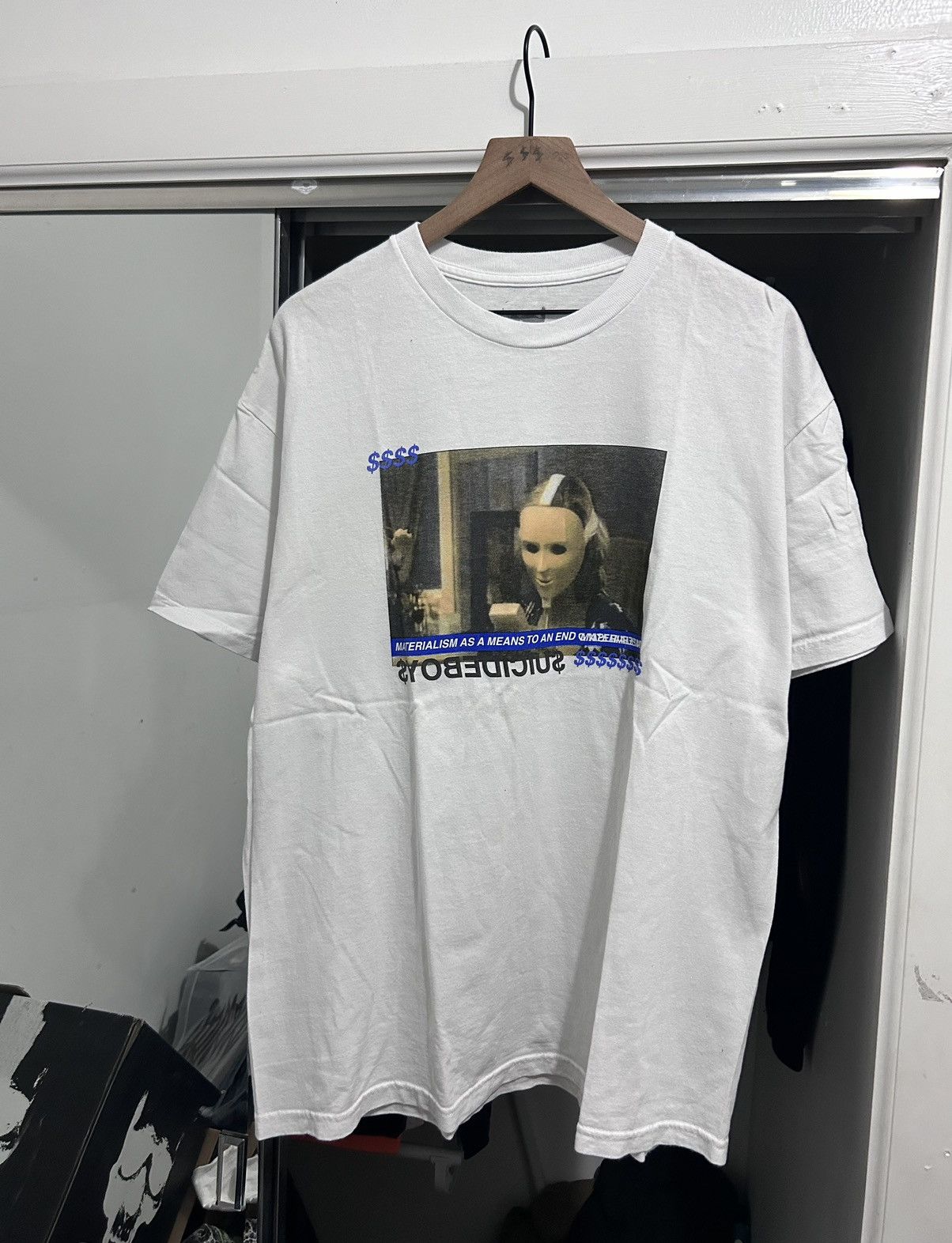 image of G59 Records x Pouya Uicideboy Merch G59 Materialism As A Means To An End Tee in White (Size XL)