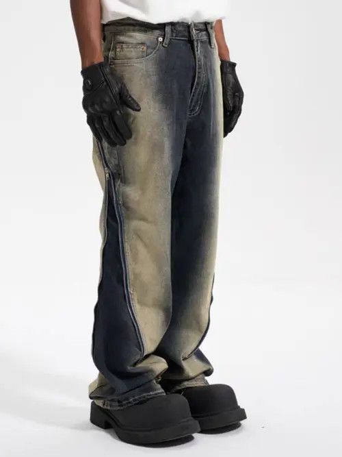 VIBE High street style large zipper gradient washed bootcut jeans Size US 32 / EU 48 - 6 Thumbnail