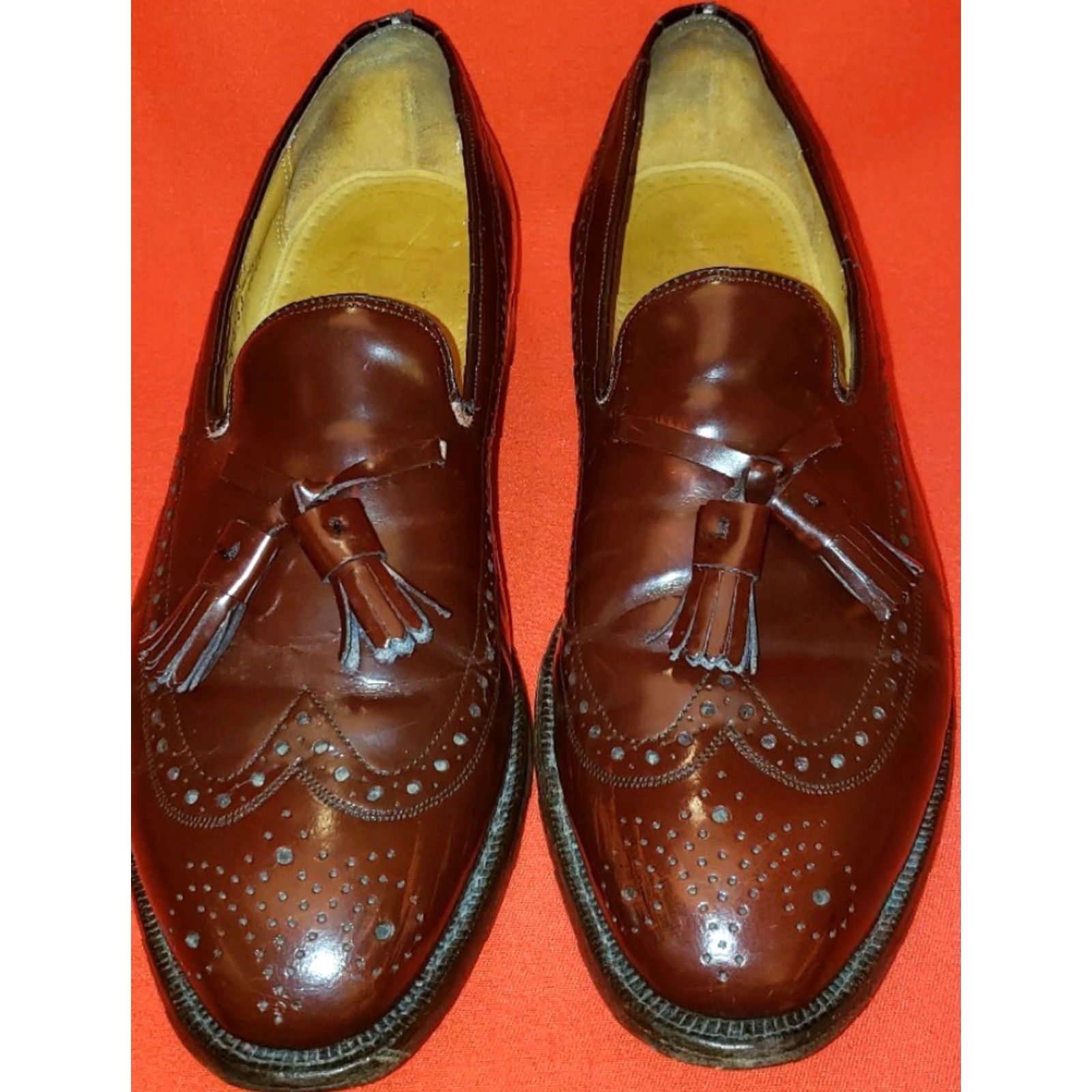 Johnston & Murphy Johnston & Murphy Aristocraft Men's Wingtip Loafer Sz 9C/A Oxblood Brown Tassels Leather Dress Shoes Size US 9 / EU 42 - 3 Thumbnail