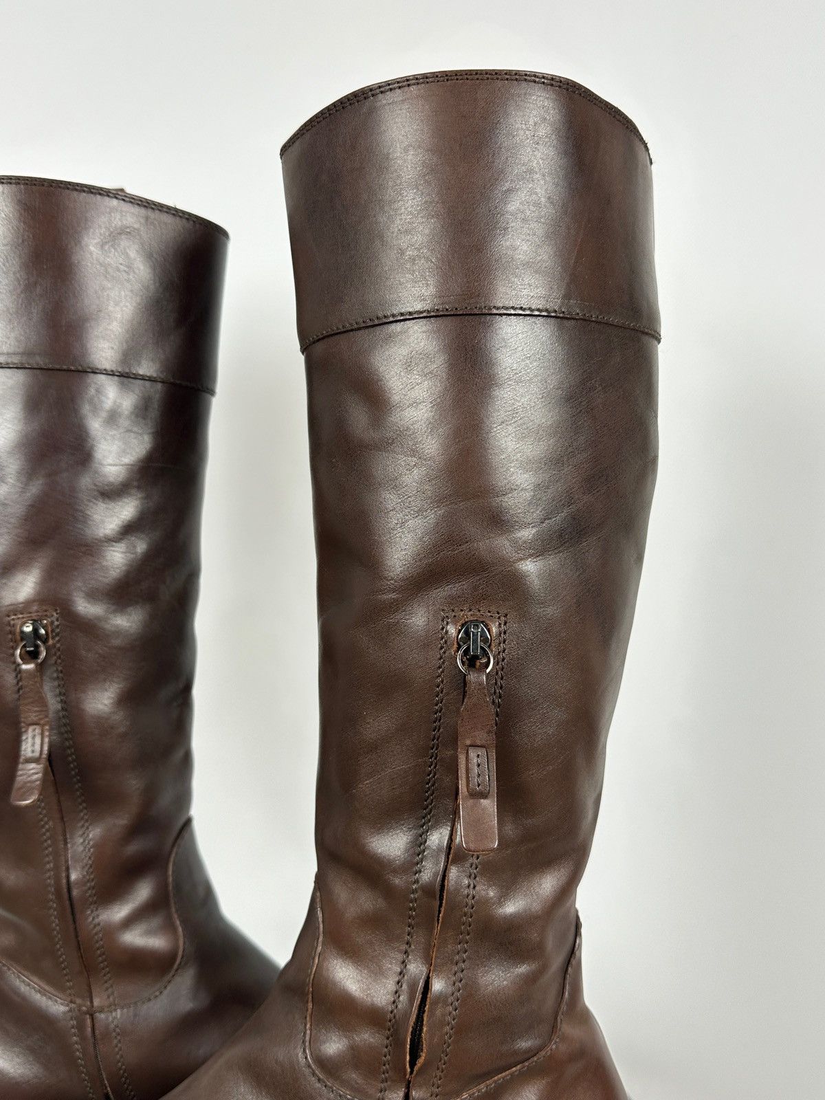 Brunello Cucinelli Brunello Cucinelli Brown Leather Riding Boots Size US 10 / IT 40 - 18 Thumbnail
