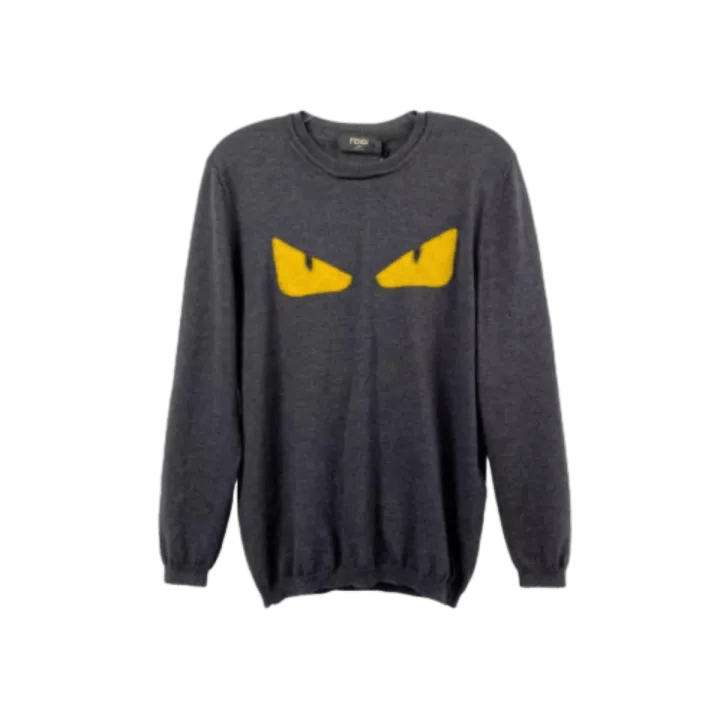 Fendi Fendi Logo Monster Knit Sweater in Gray -2507 Size US L / EU 52-54 / 3 - 1 Thumbnail