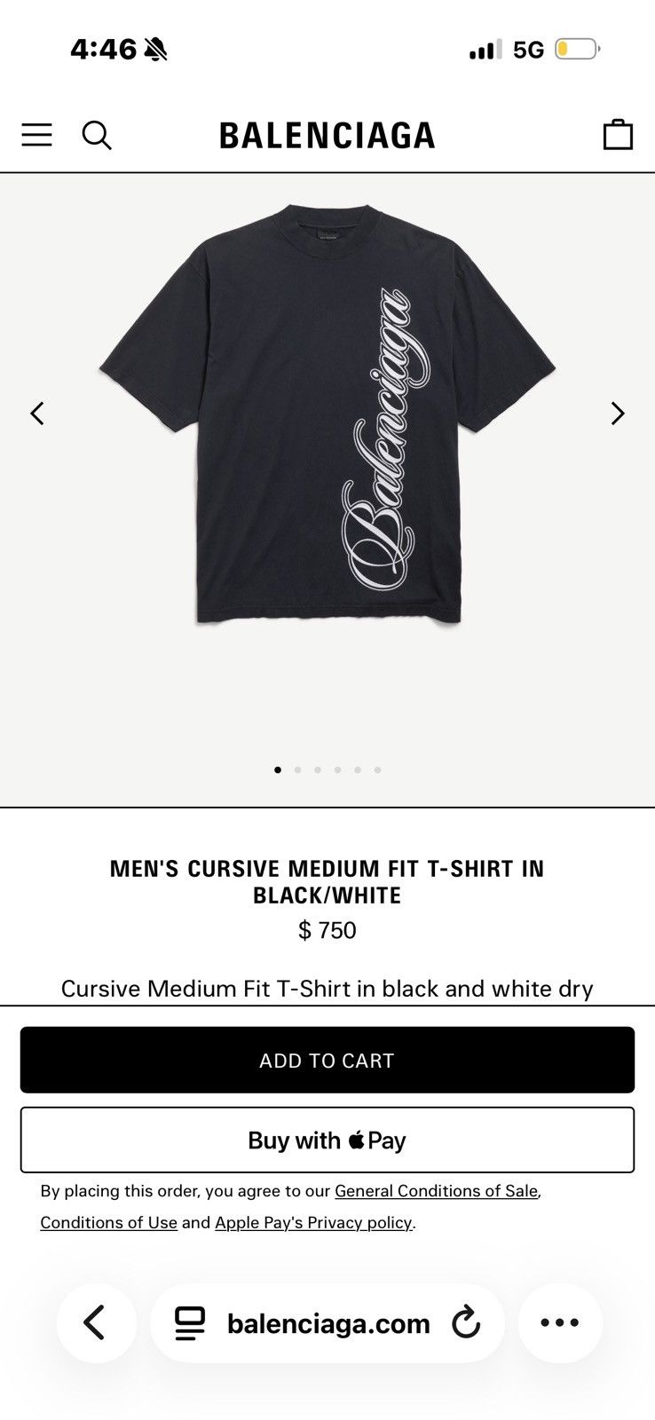Balenciaga Balenciaga Men’s Cursive Medium Fit T-Shirt Size US XS / EU 42 / 0 - 13 Thumbnail