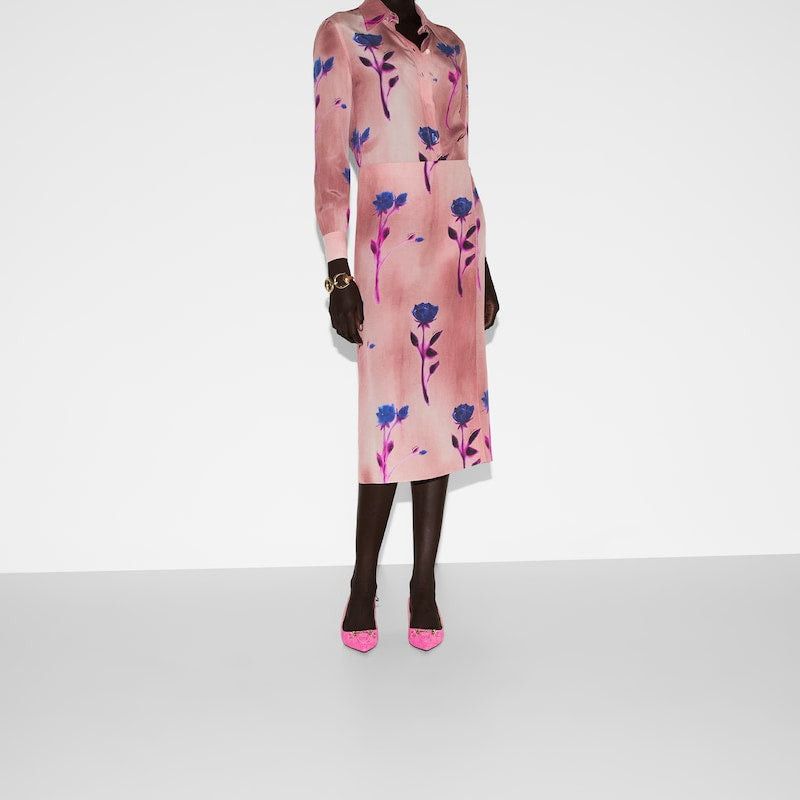 Gucci Gucci Floral Print Crepe De Chine Skirt SIZE 38 Size ONE SIZE - 1 Thumbnail