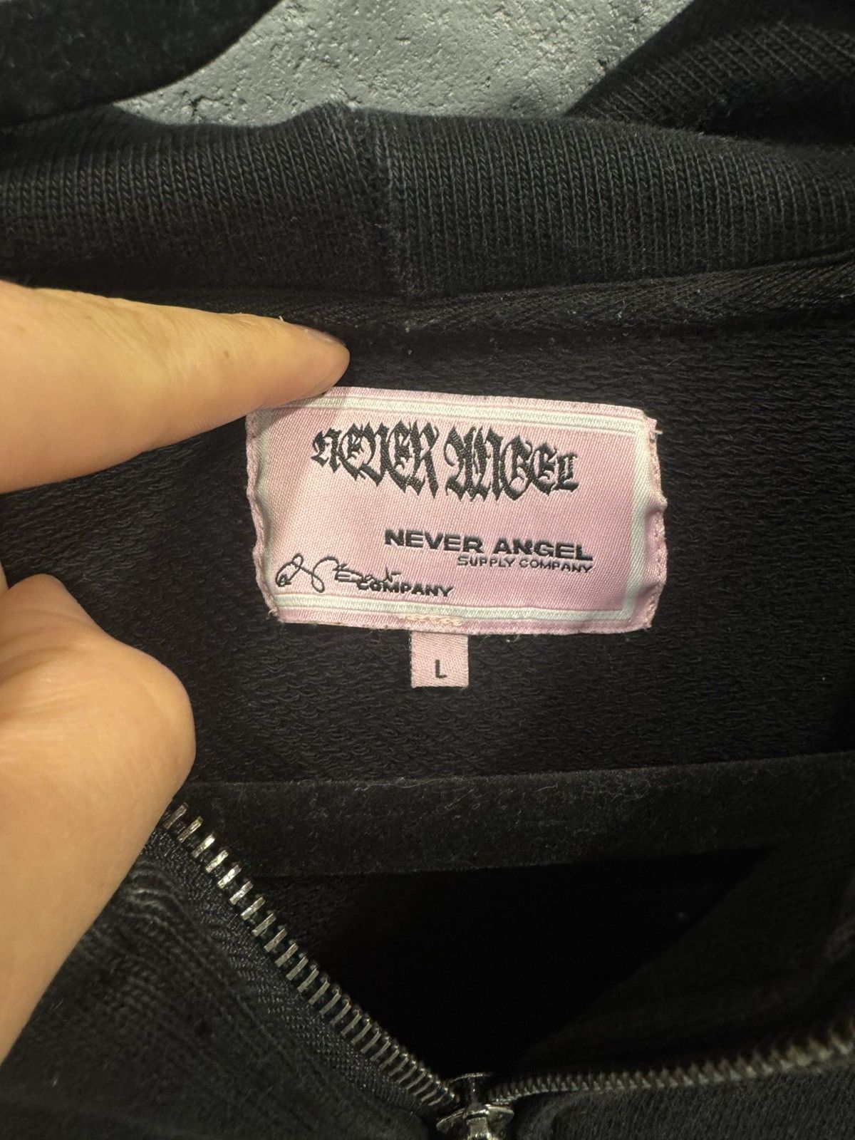Other Never Angel Logo Full Zip in Washed Black Size US M / EU 48-50 / 2 - 5 Thumbnail