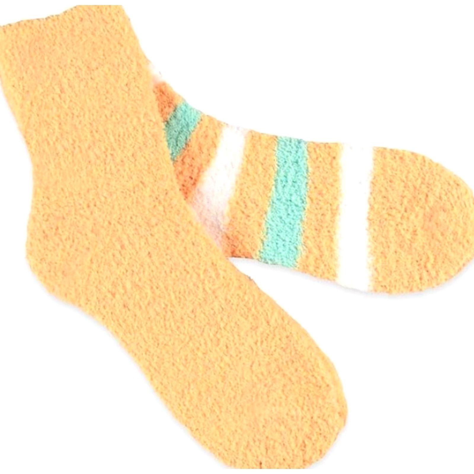 Vintage COSY SOCKS Cozy Warm Fuzzy Slipper Socks Reindeer Santa Christmas 2-Pair Brown Women Slipper Socks, Microfiber, Mid Calf, Non-Slip, Warm, Soft Size ONE SIZE - 3 Thumbnail