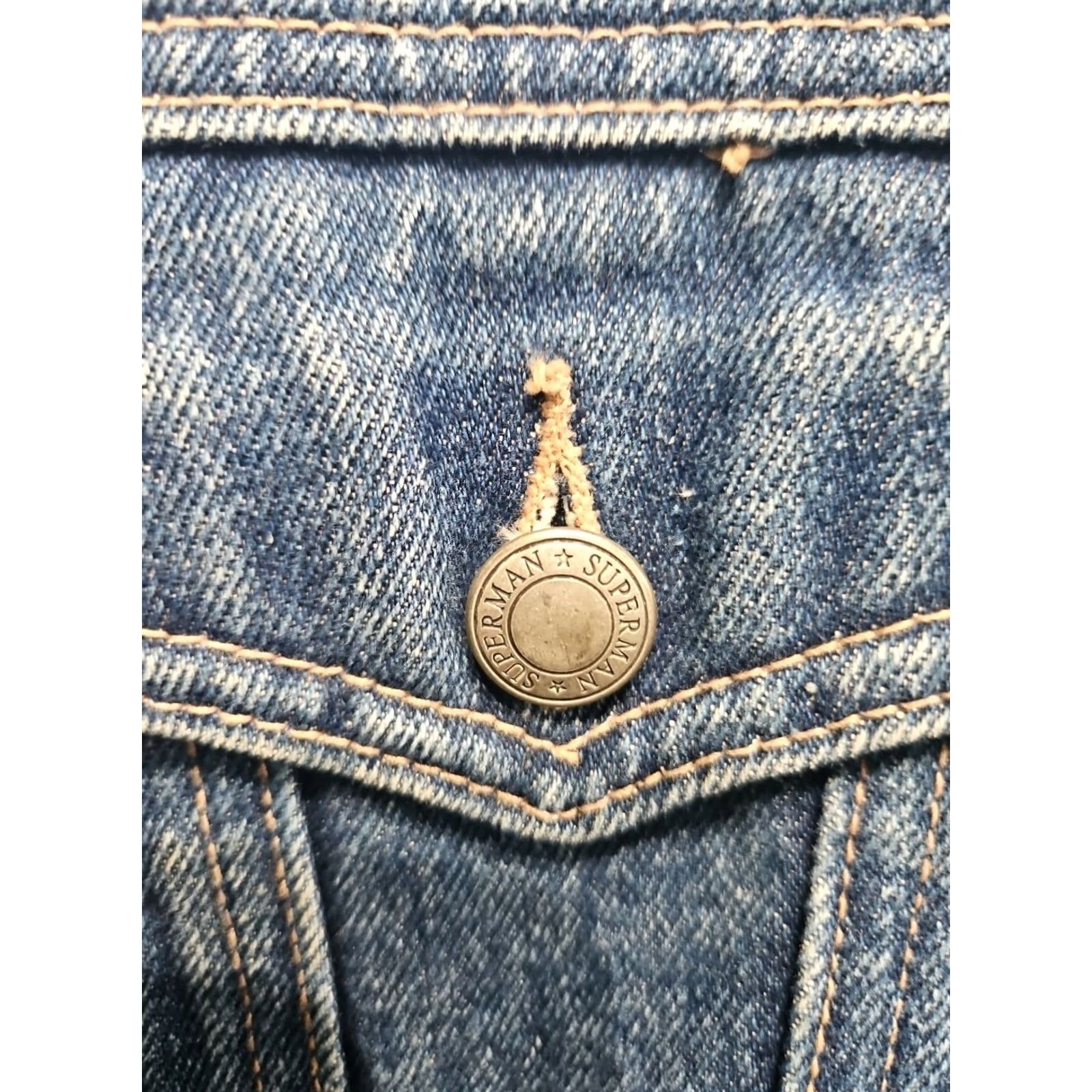 Vintage VINTAGE Warner Bros Superman DC Comics Denim Blue Jean Jacket Mens M RARE Size US 31 - 4 Thumbnail