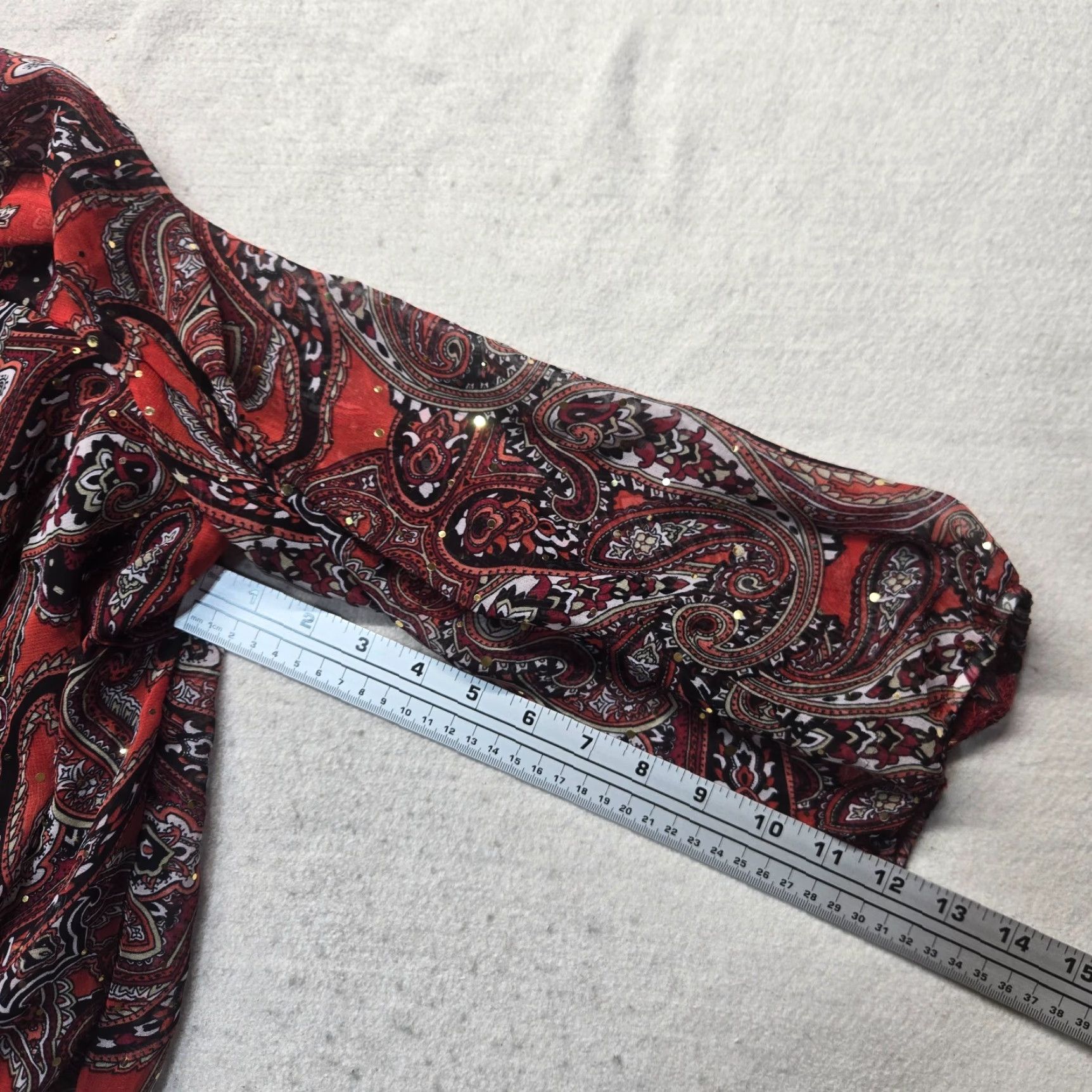 Vintage Cathy Daniels Shirt Womens XL Red Paisley 3/4 Sleeve Scoop Neck Blouse Top Adult Size XL / US 12-14 / IT 48-50 - 5 Thumbnail