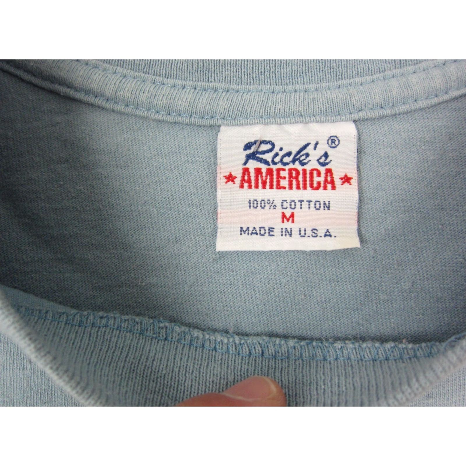 CHOCOOLATE VINTAGE Rick's America Shirt M Blue Cotton Jersey USA Tee Mens Shirt Short Sleeve Crew Neck - Utility Classic City Love Preppy American 90s Size US M / EU 48-50 / 2 - 5 Thumbnail