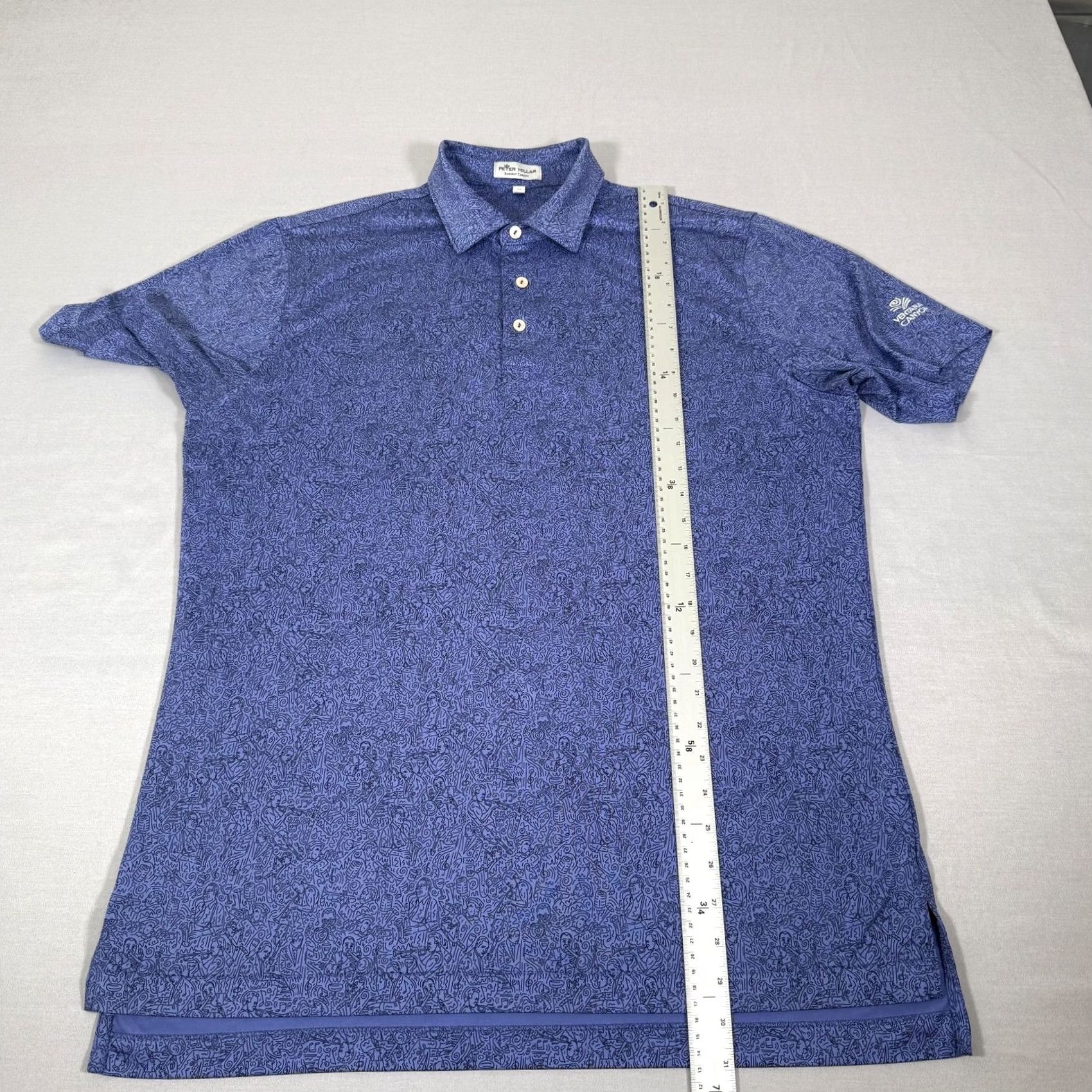 Peter Millar Peter Millar Polo Shirt Mens M Blue Summer Comfort Music Print Golf Stretch Contemporary Casual Performance Shirt Size US M / EU 48-50 / 2 - 6 Thumbnail
