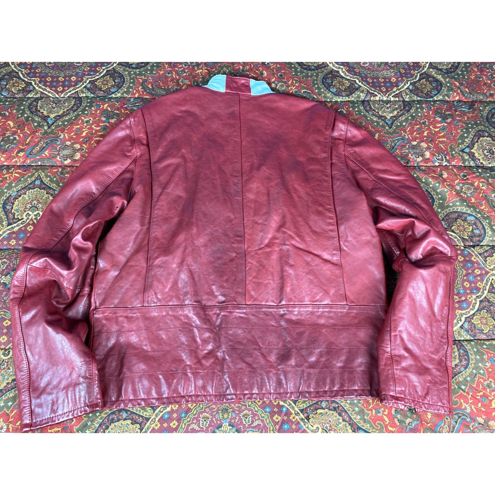 Gap VINTAGE GAP PRODUCT RED LEATHER CAFE RACER Motorcycle Jacket Mens Sz L Red Biker Riding Size US L / EU 52-54 / 3 - 6 Thumbnail