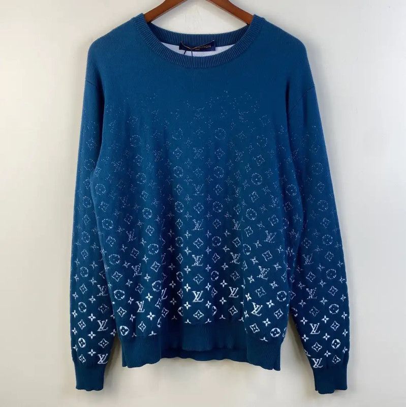 Louis Vuitton Louis Vuitton Blue Cotton Monogram Sweater 0089 Size US M / EU 48-50 / 2 - 1 Thumbnail