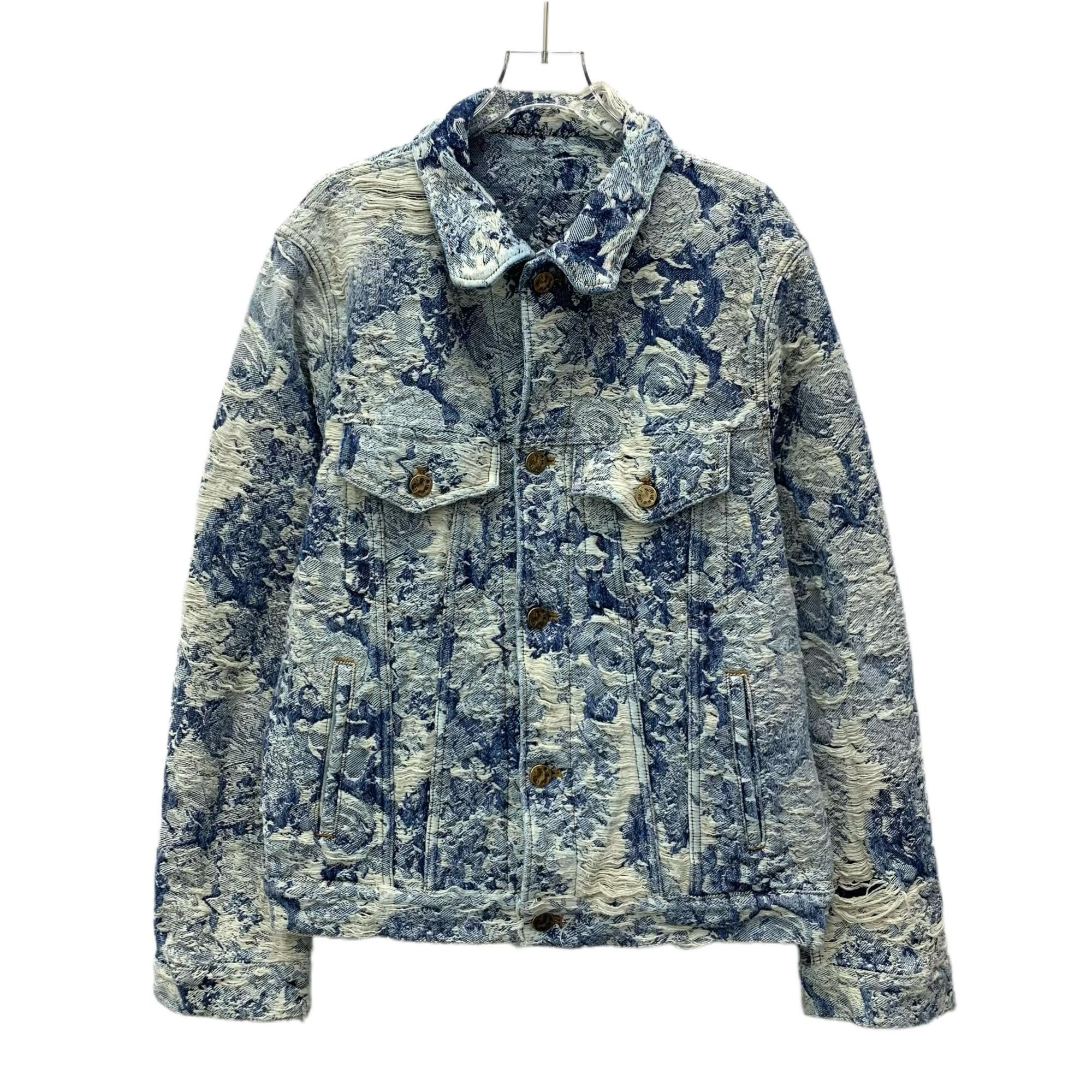 Louis Vuitton Louis Vuitton Blue Floral Distressed Denim Jacket Size 50 L Size US L / EU 52-54 / 3 - 1 Thumbnail