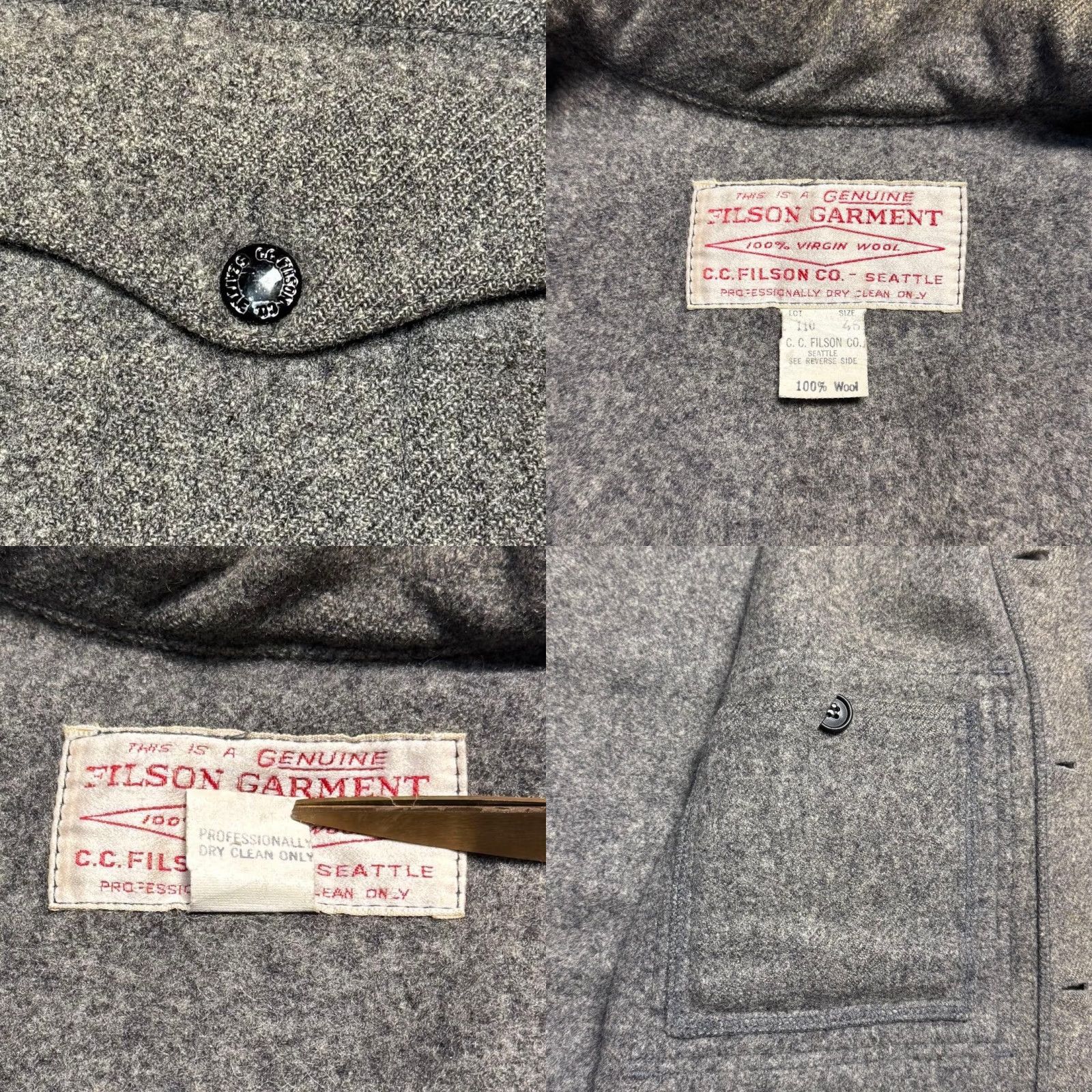 Filson VINTAGE FILSON Mackinaw Cruiser Wool Jacket 46 Gray Mens Jacket 46 Charcoal Wool Size US S / EU 44-46 / 1 - 8 Thumbnail
