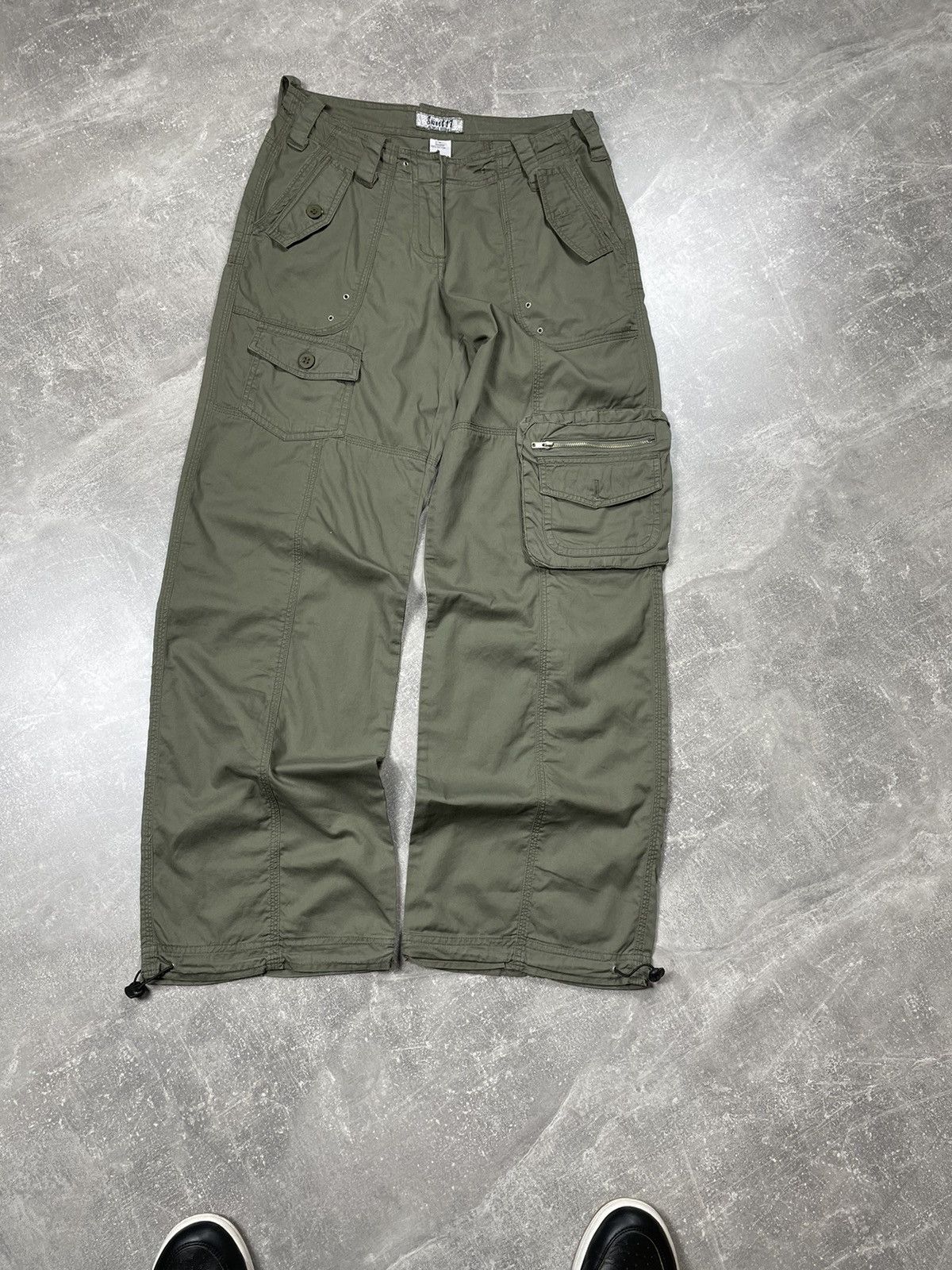 Japanese Brand × Vintage Y2K Avant Garde Parachute Stylish Khaki Pants Size 27" / US 4 / IT 40 - 2 Thumbnail