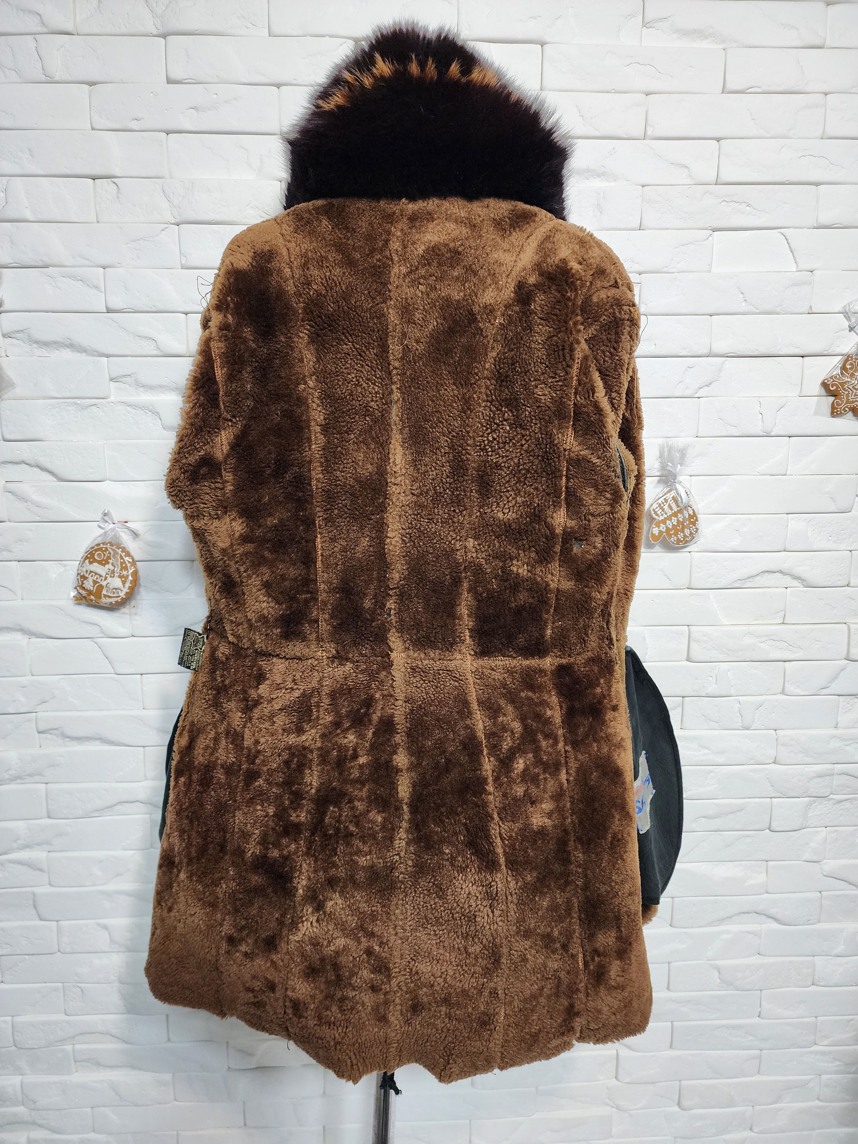 Furla Brown Sheepskin Coat: Fluffy Collar, Decorative Buttons Size L / US 10 / IT 46 - 7 Thumbnail